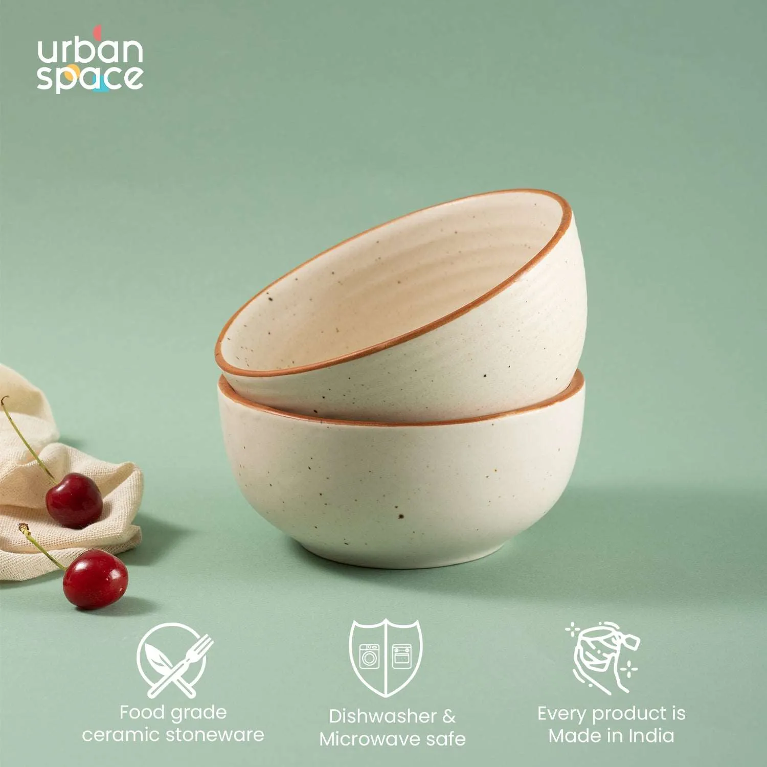 Handmade Ceramic Snack Bowls, Ramen Soup bowls, Serving Bowls, Set of 2, Natural Beige