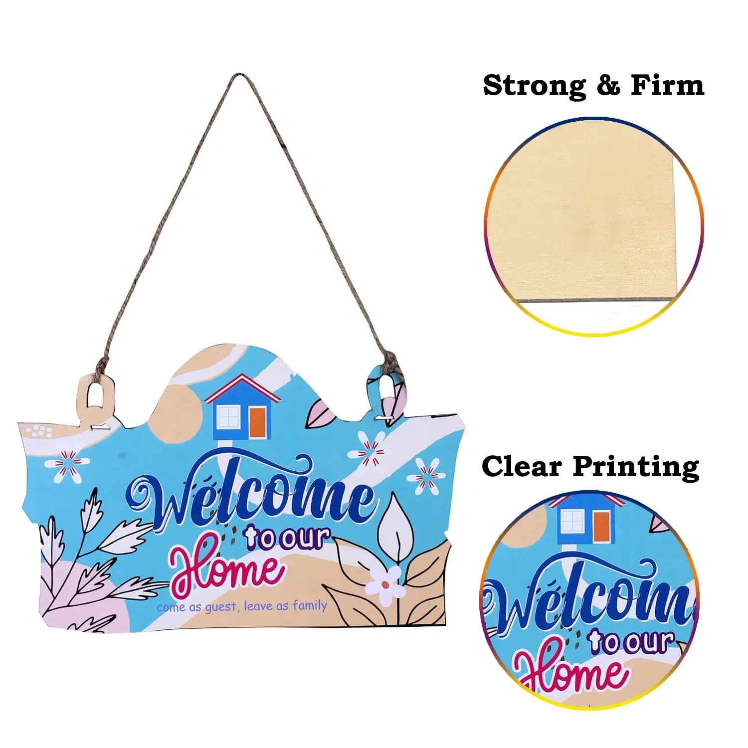 Heart Home Hanging Quote | Welcome Home Quotes | Quotes for Home | Door Quotes for Décor | Front Door Hanging Quotes | Welcome To Our Home Quote | Sky Blue