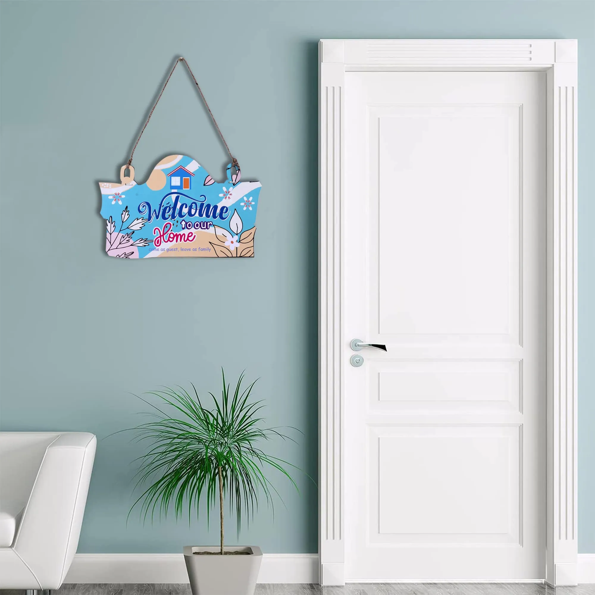 Heart Home Hanging Quote | Welcome Home Quotes | Quotes for Home | Door Quotes for Décor | Front Door Hanging Quotes | Welcome To Our Home Quote | Sky Blue