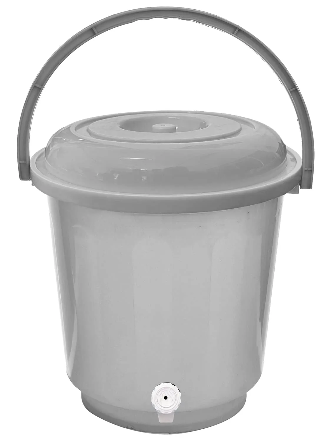 Heart Home Multipurposes Plastic Bucket With Lid & Tap System For Home Cleaning & Save Water, 18Ltr. Pack of 2 (Grey) 52HH3902