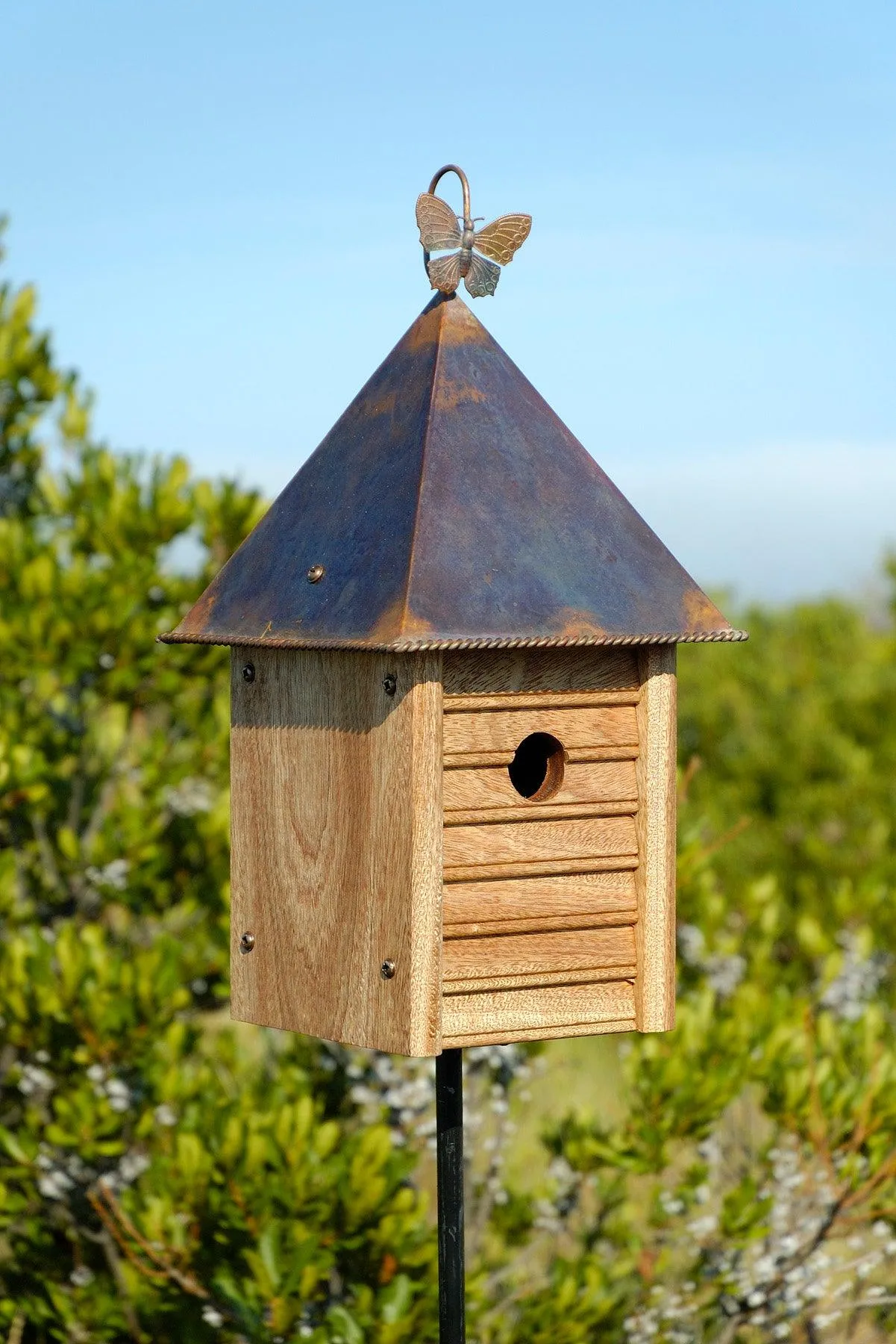 Heartwood Homestead Bird House - Solid Mahogany with Copper Roof