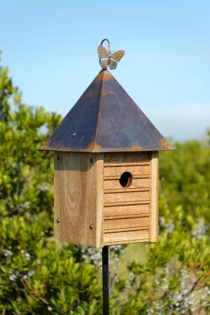 Heartwood Homestead Bird House - Solid Mahogany with Copper Roof