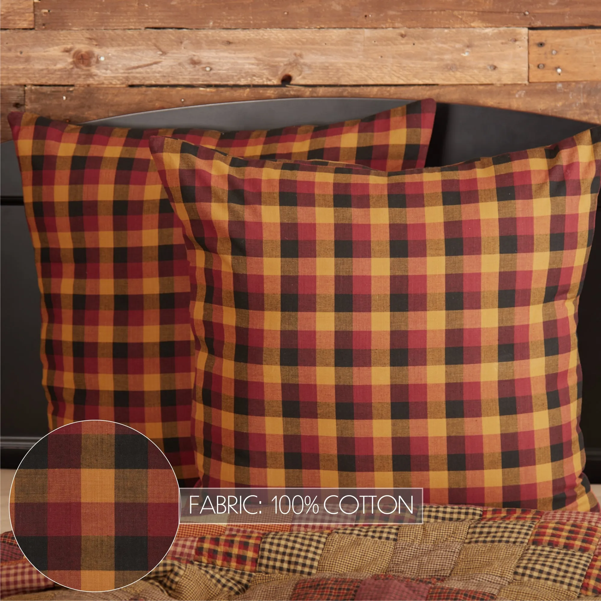 Heritage Farms Primitive Check Fabric Euro Sham 26x26