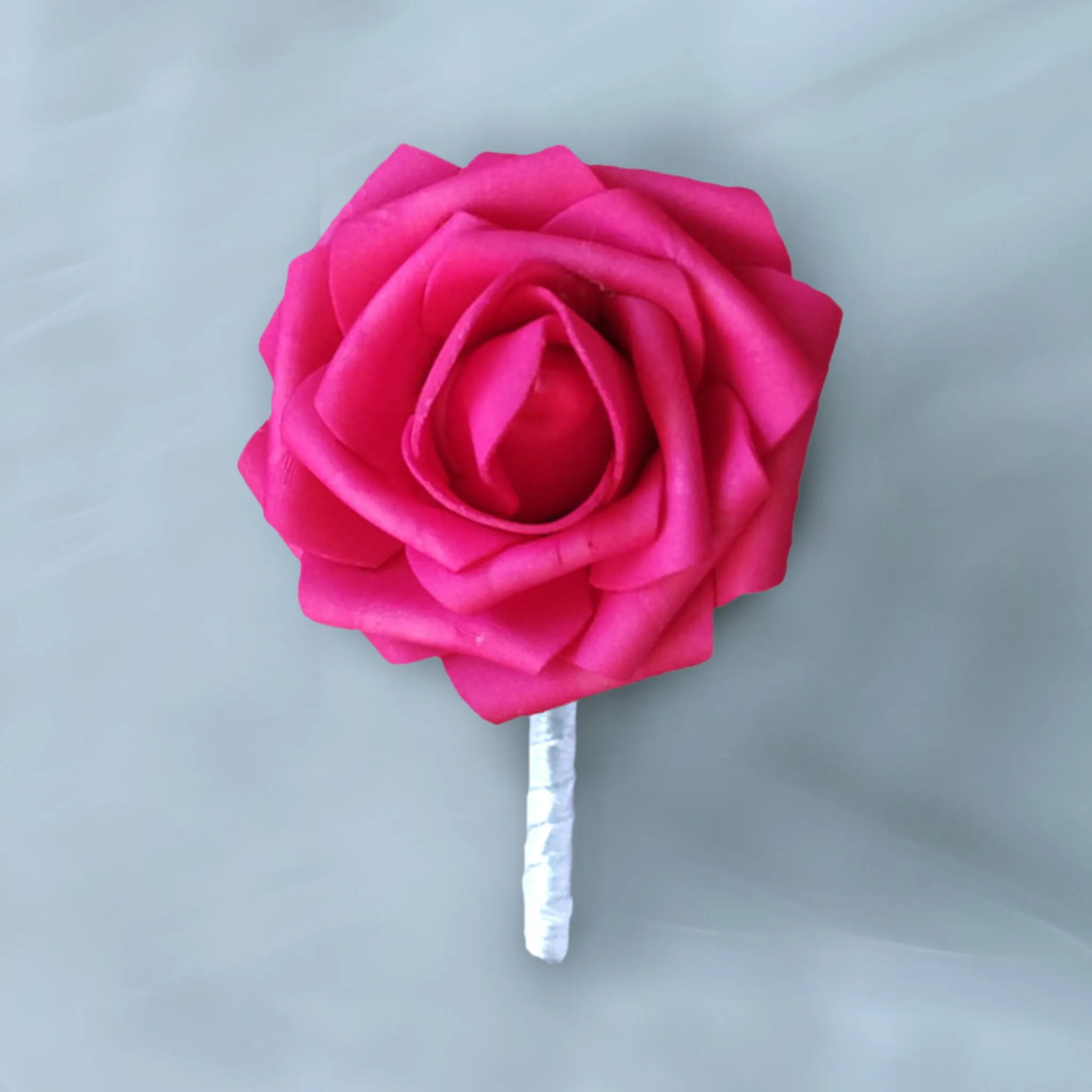 Hot Pink White Rose Wedding Bouquet Set