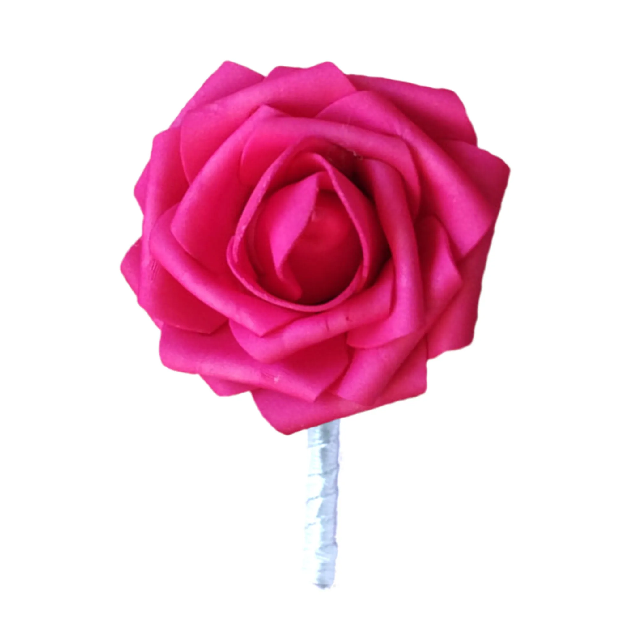 Hot Pink White Rose Wedding Bouquet Set