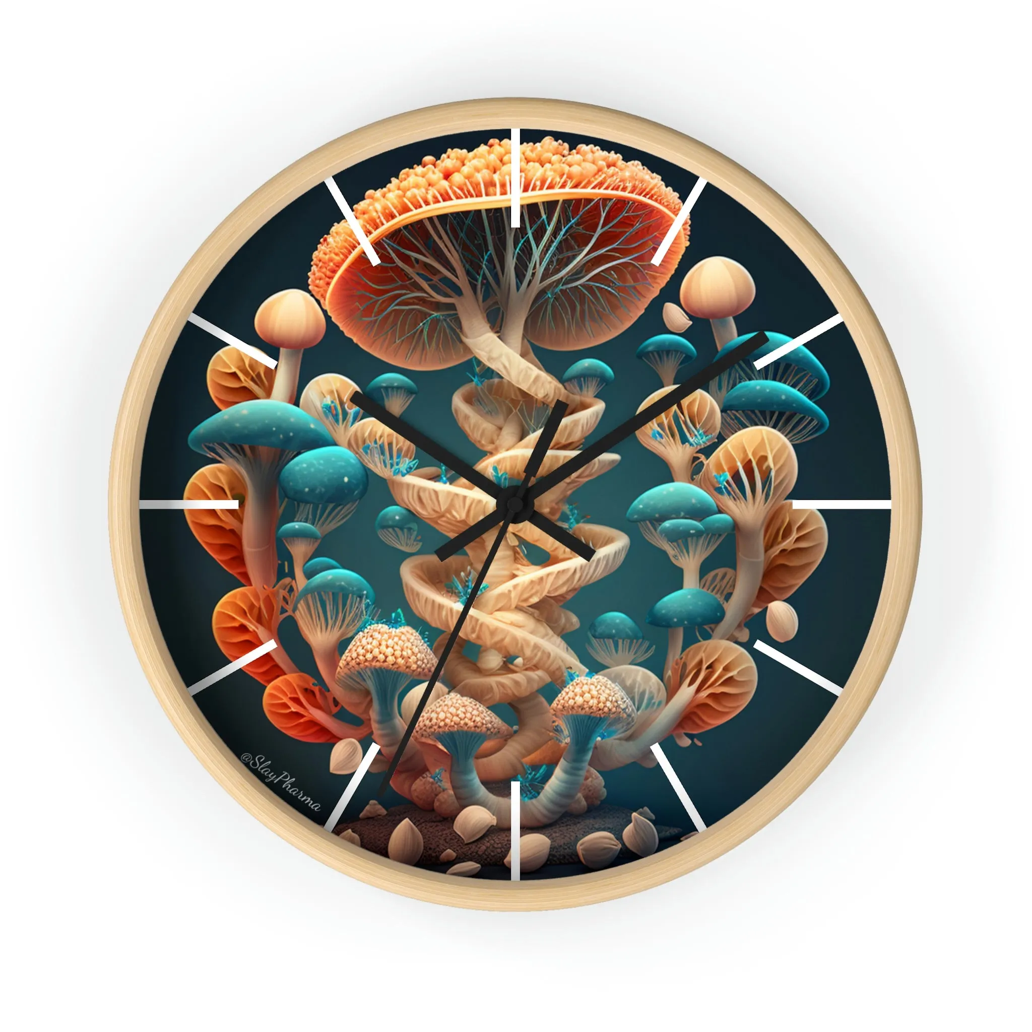 Infinite Mushroom DNA Wall Clock #2 w/ lines