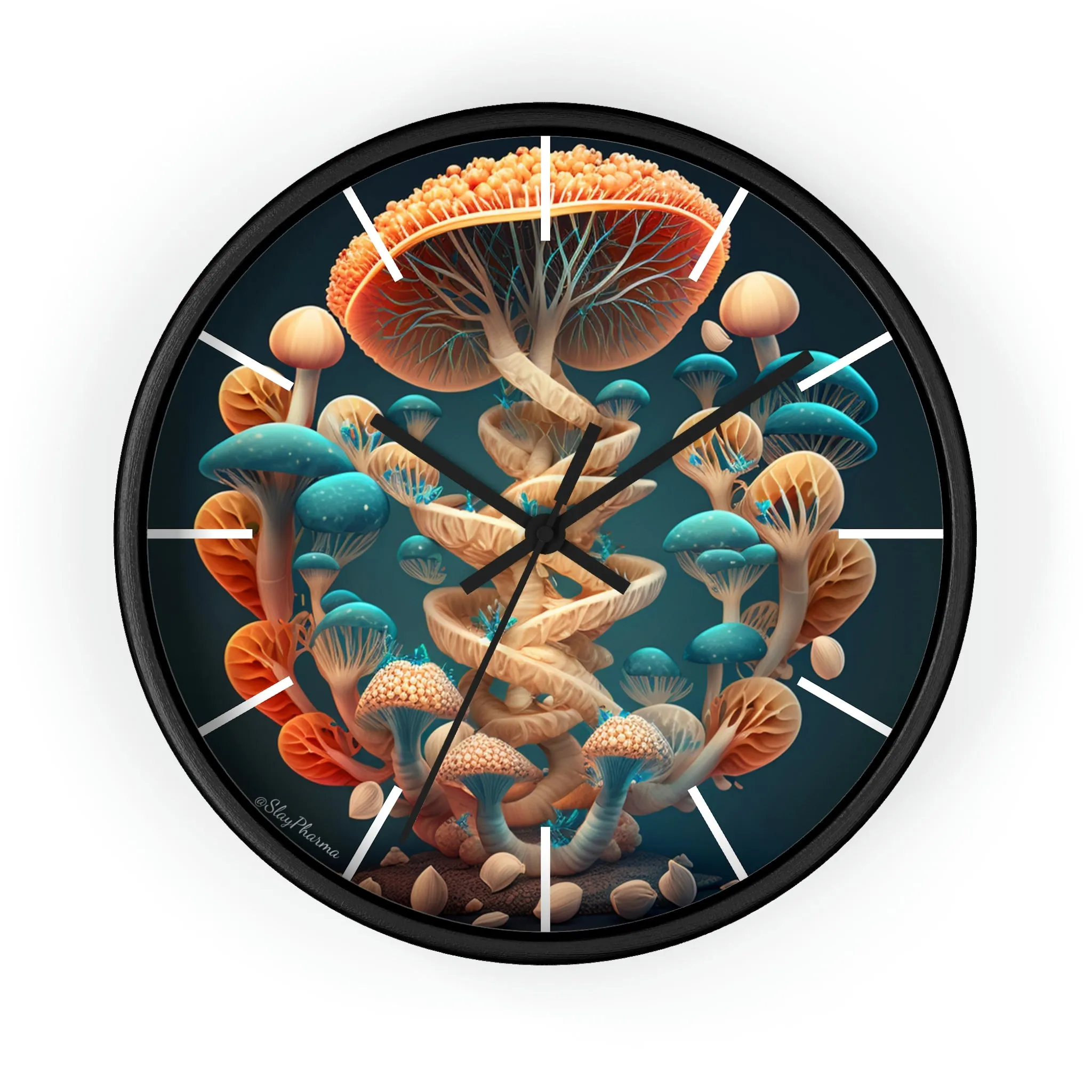 Infinite Mushroom DNA Wall Clock #2 w/ lines