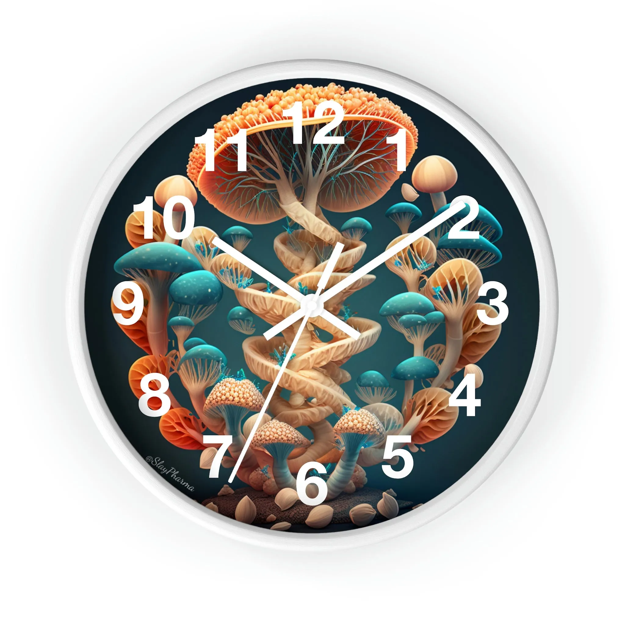 Infinite Mushroom DNA Wall Clock #2 w/ numbers