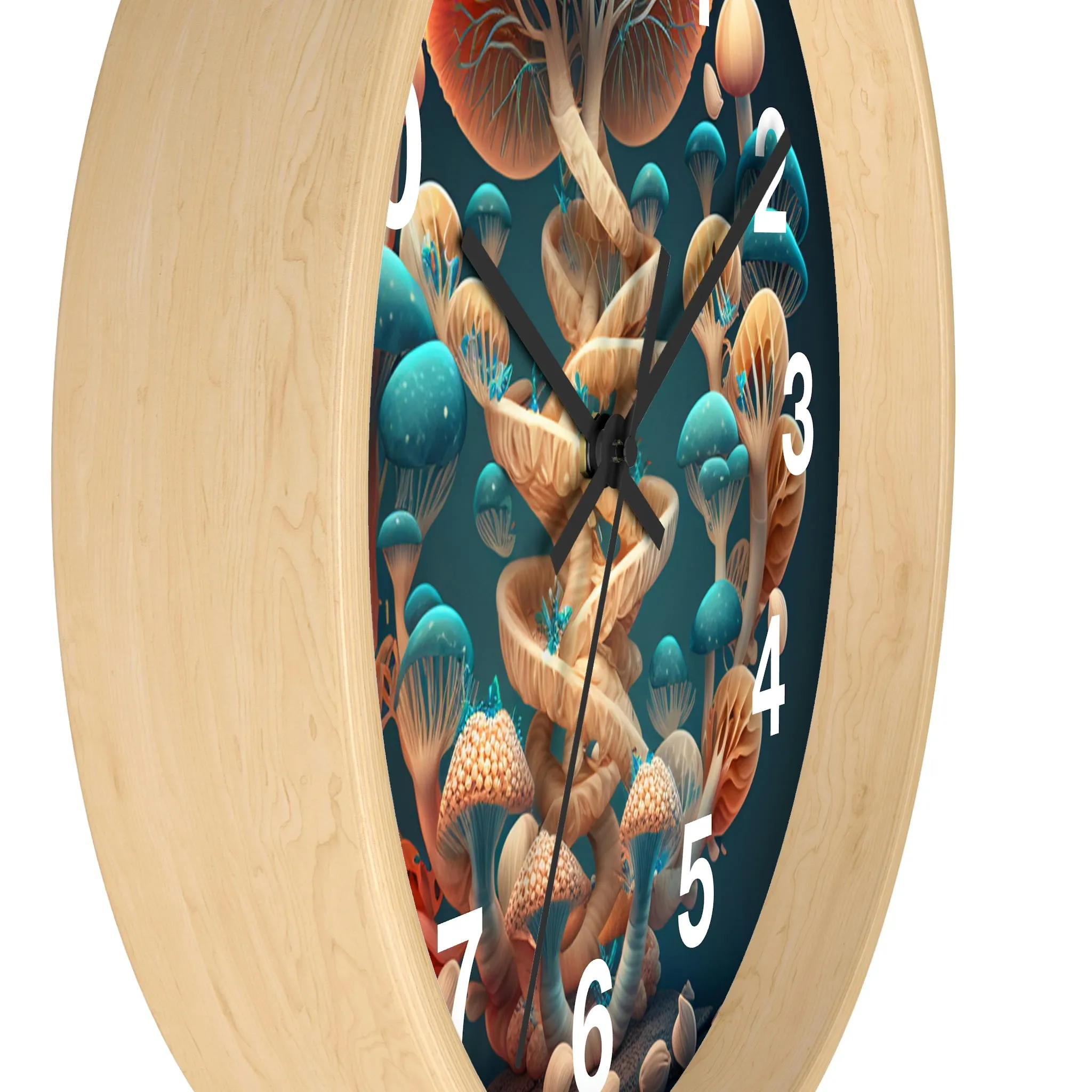 Infinite Mushroom DNA Wall Clock #2 w/ numbers