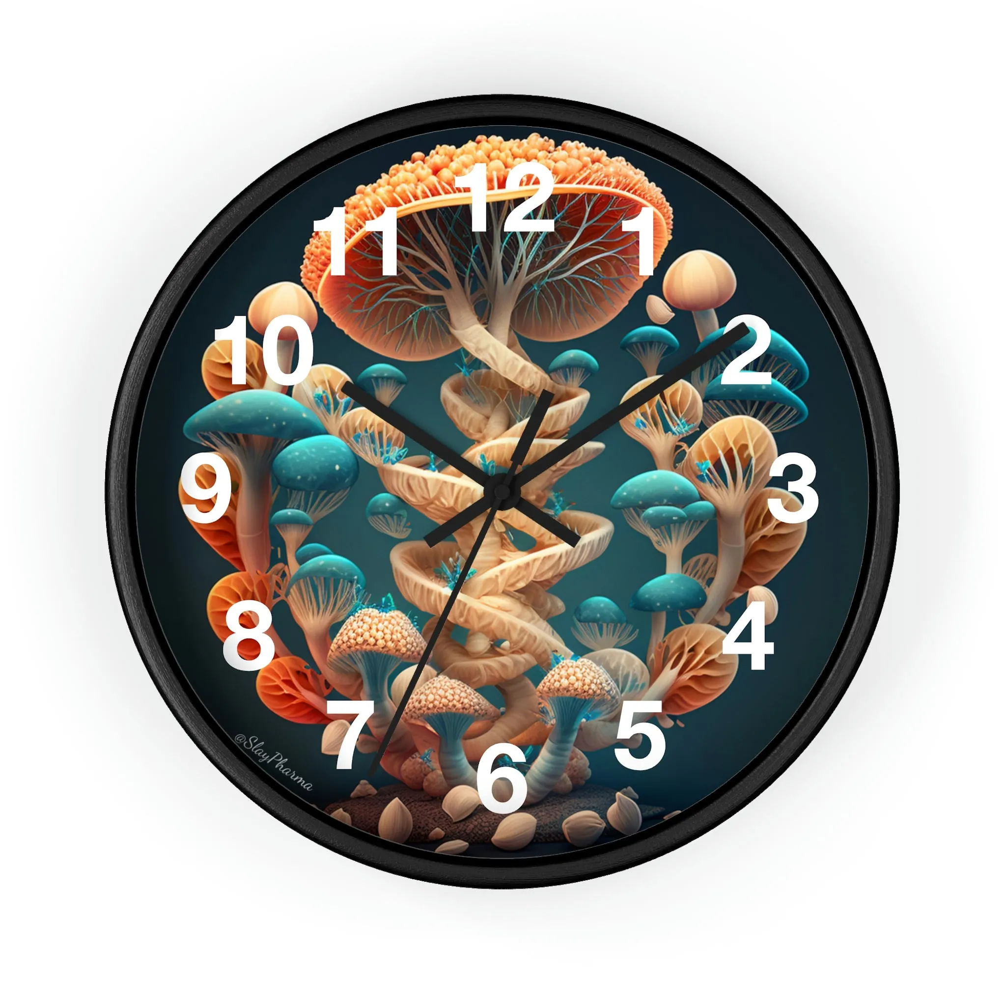 Infinite Mushroom DNA Wall Clock #2 w/ numbers
