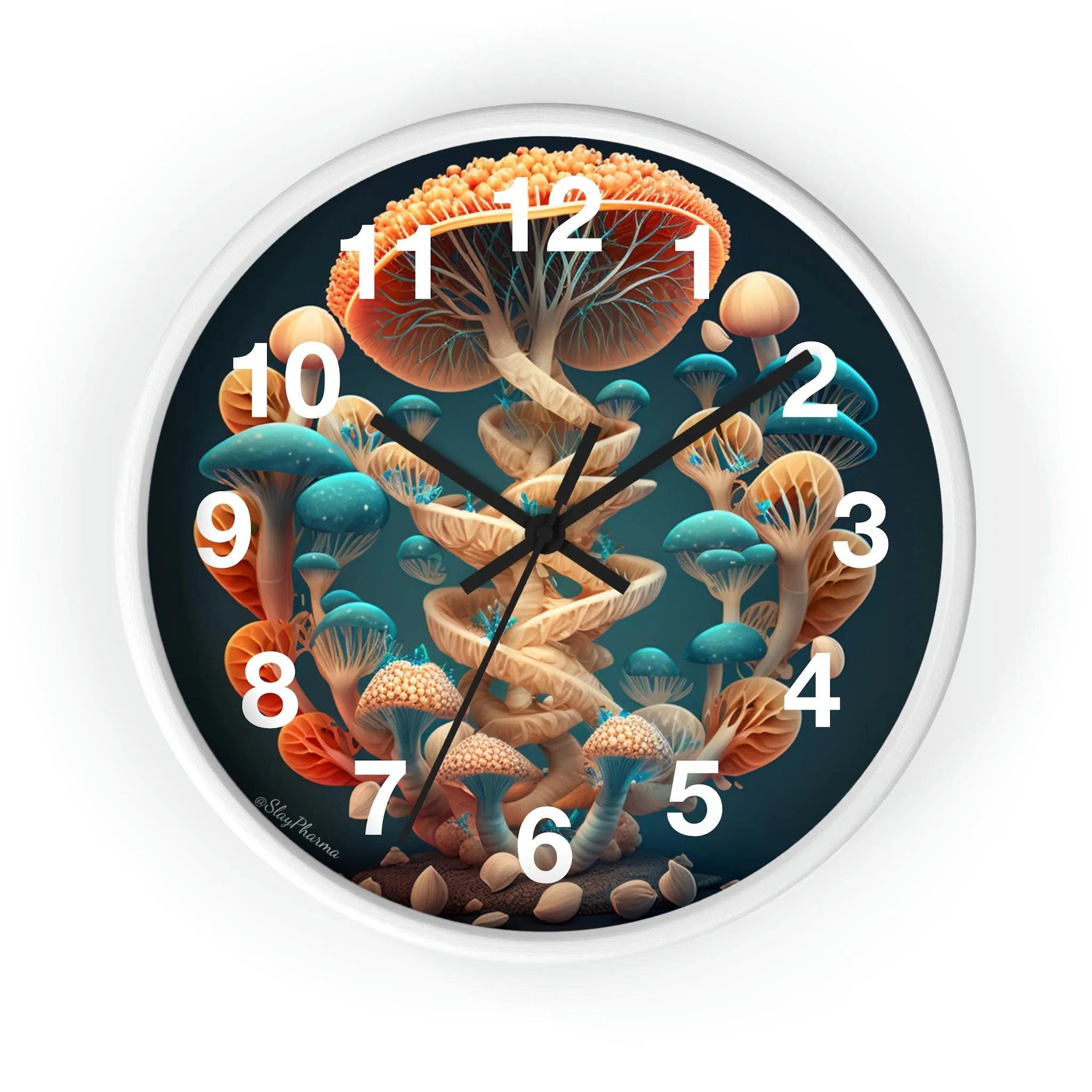 Infinite Mushroom DNA Wall Clock #2 w/ numbers