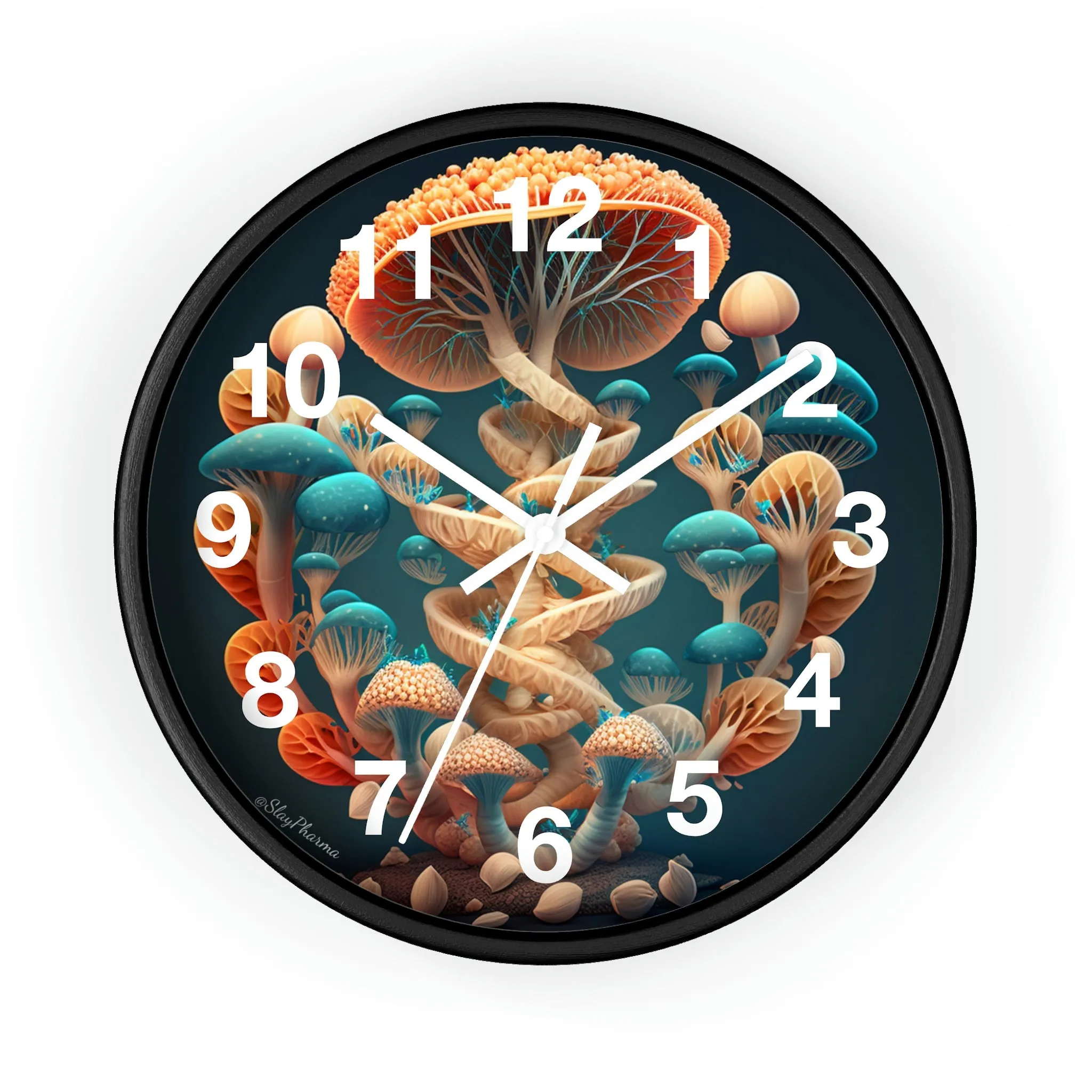 Infinite Mushroom DNA Wall Clock #2 w/ numbers