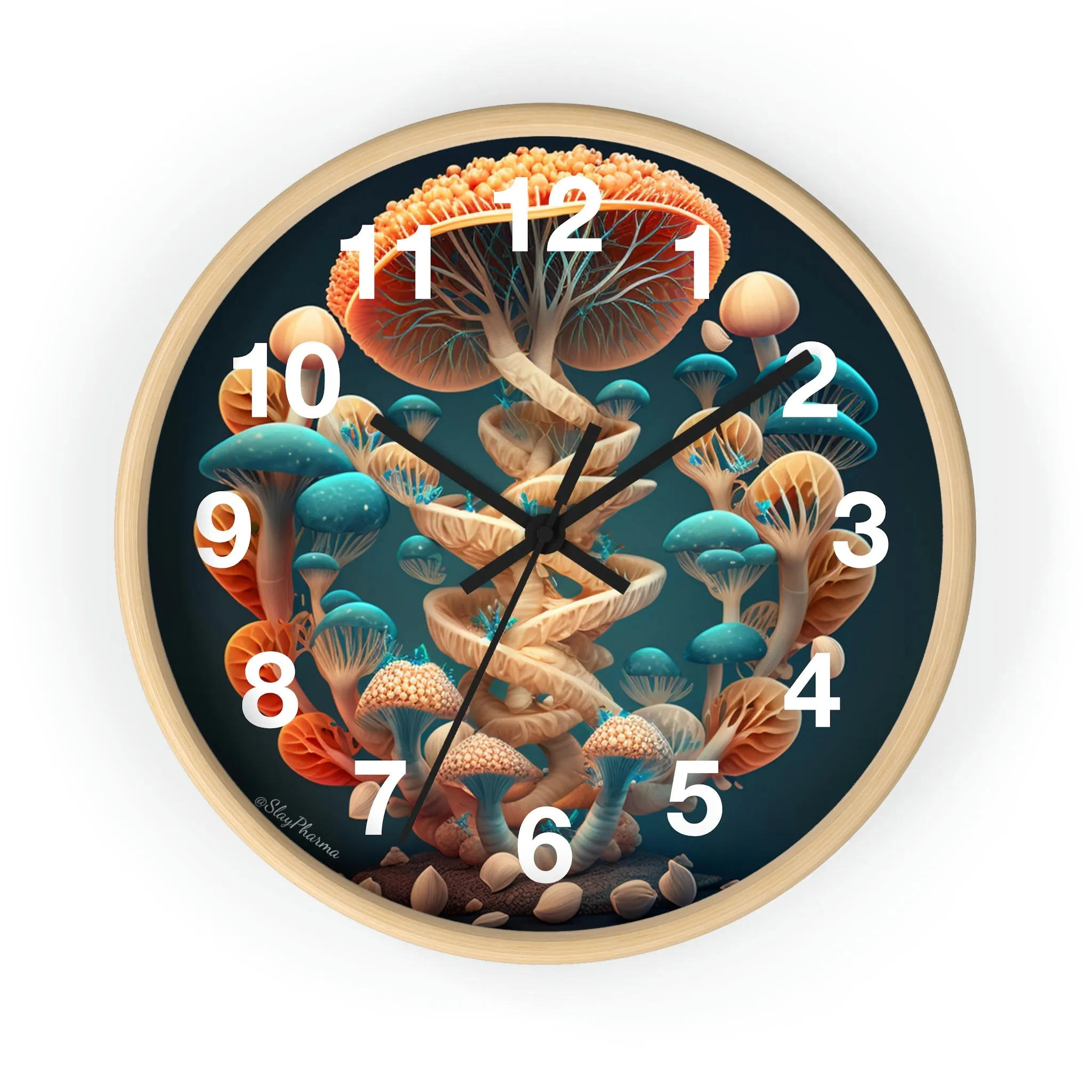 Infinite Mushroom DNA Wall Clock #2 w/ numbers