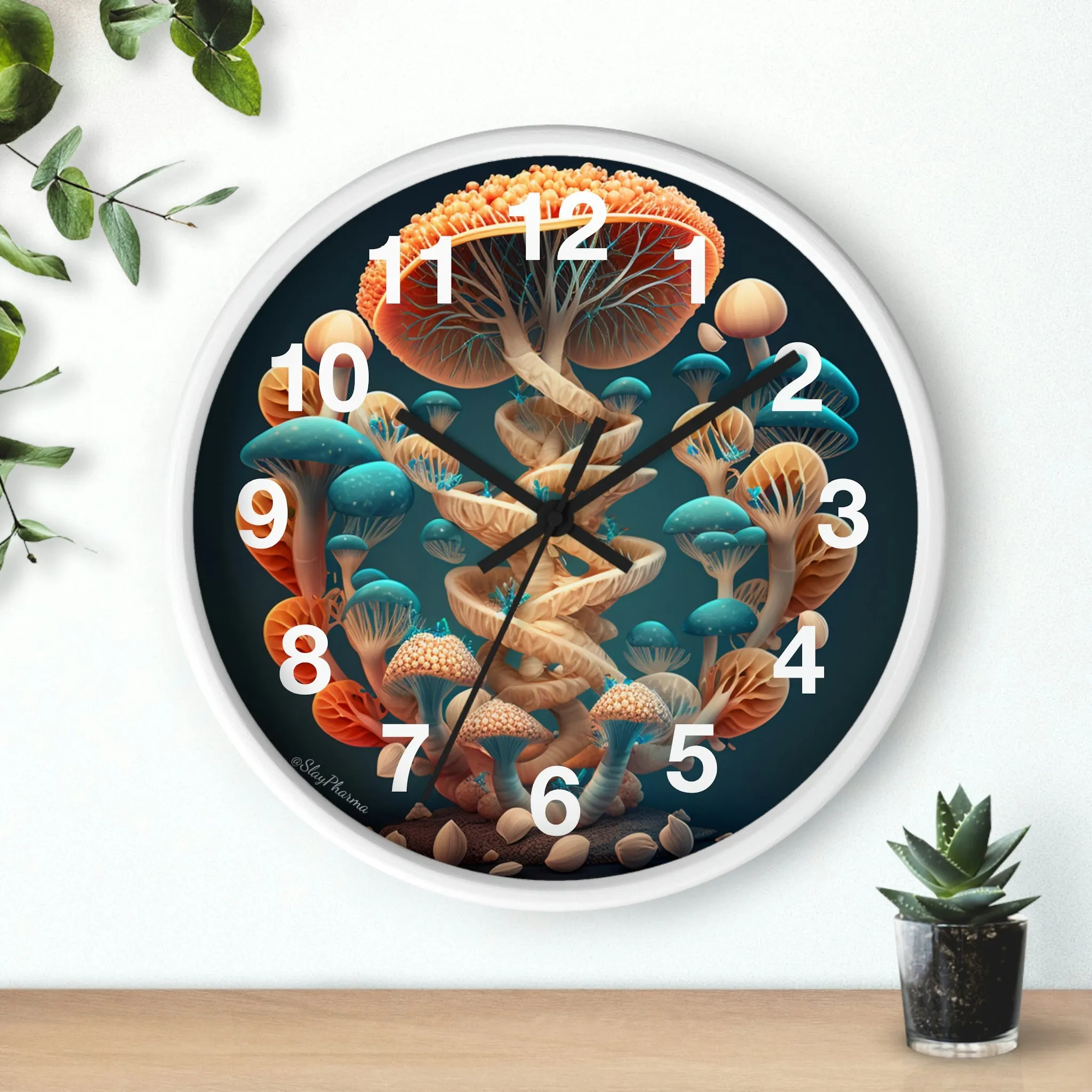 Infinite Mushroom DNA Wall Clock #2 w/ numbers