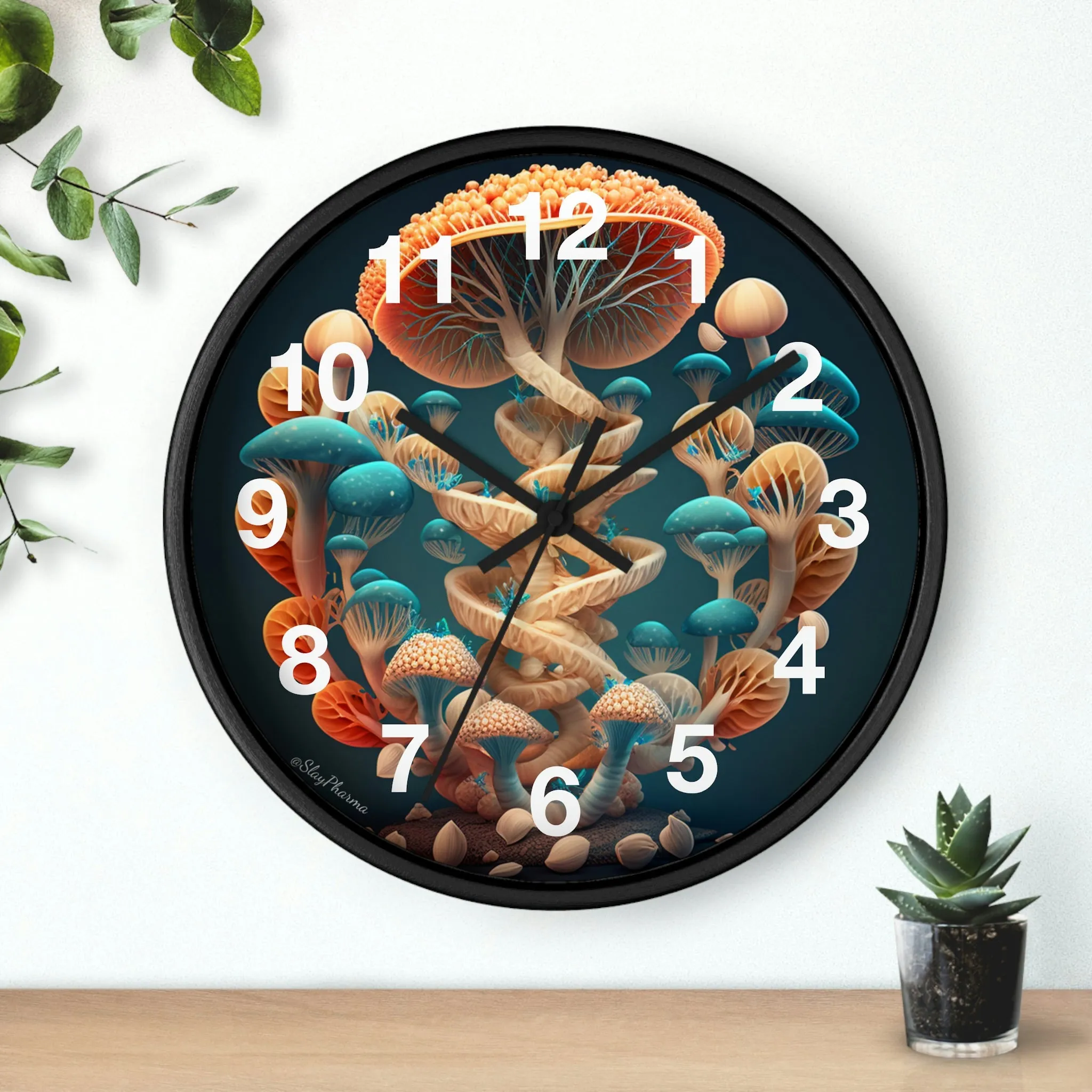 Infinite Mushroom DNA Wall Clock #2 w/ numbers