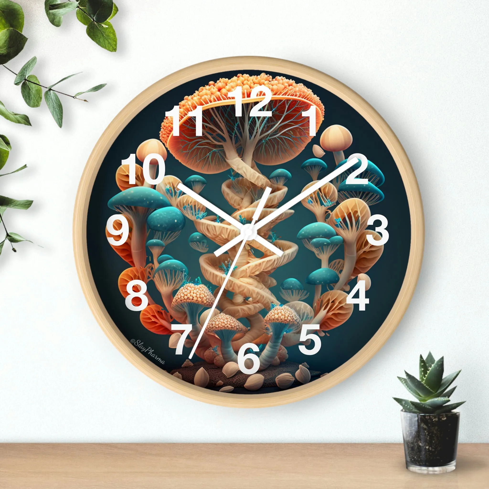 Infinite Mushroom DNA Wall Clock #2 w/ numbers