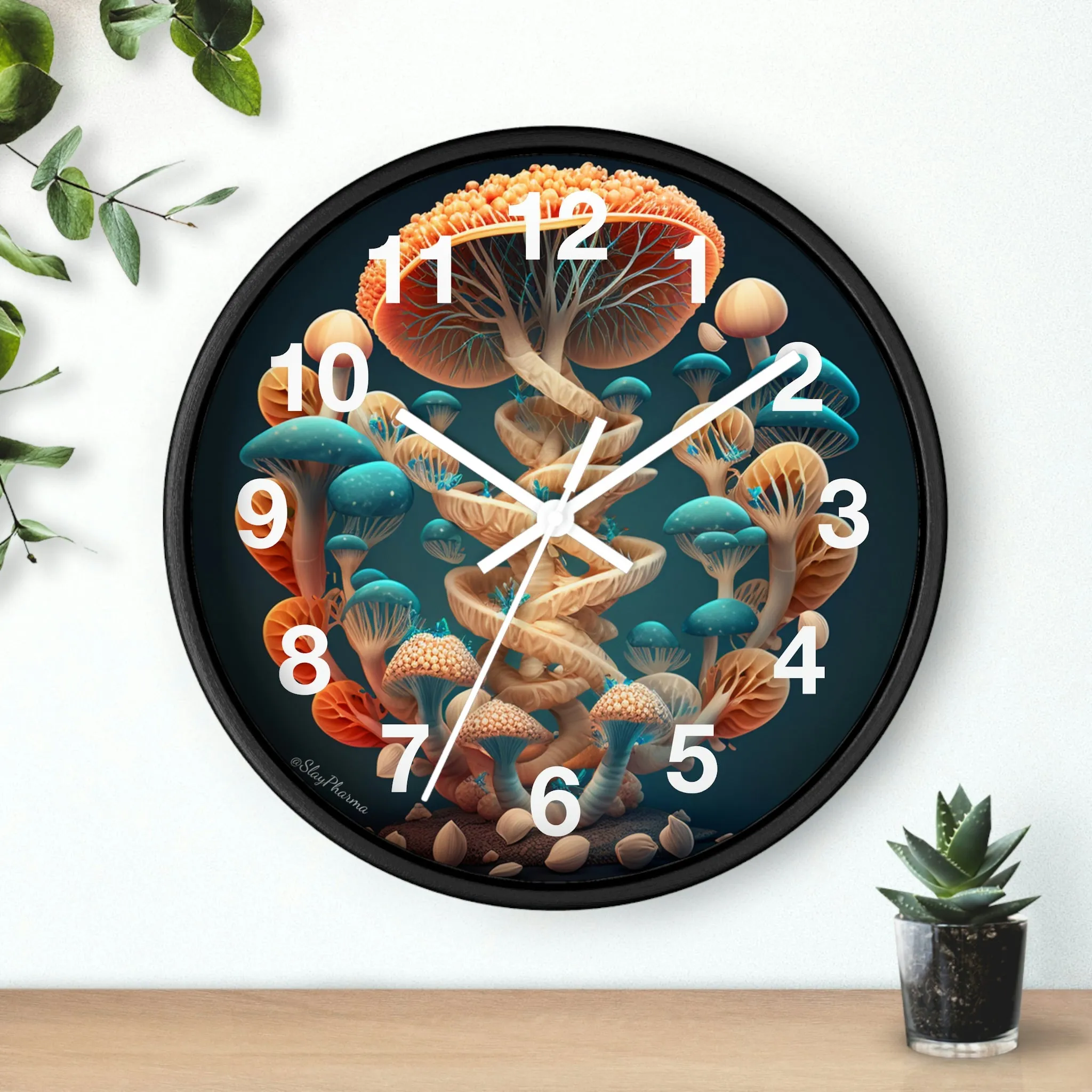 Infinite Mushroom DNA Wall Clock #2 w/ numbers