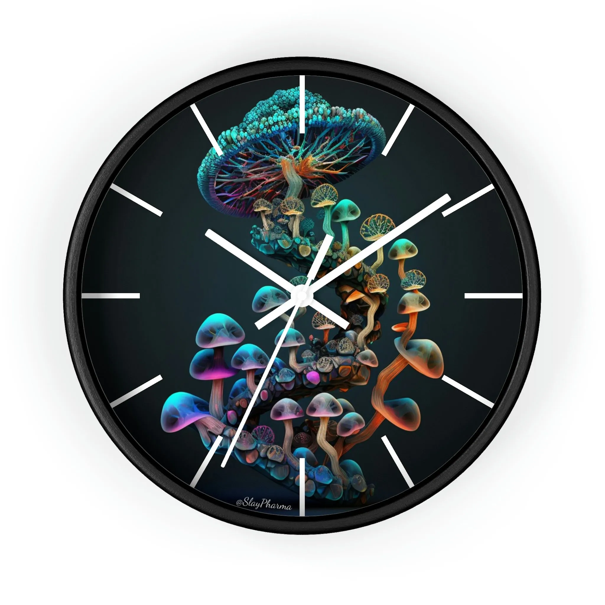 Infinite Mushroom DNA Wall Clock #3 w/ lines