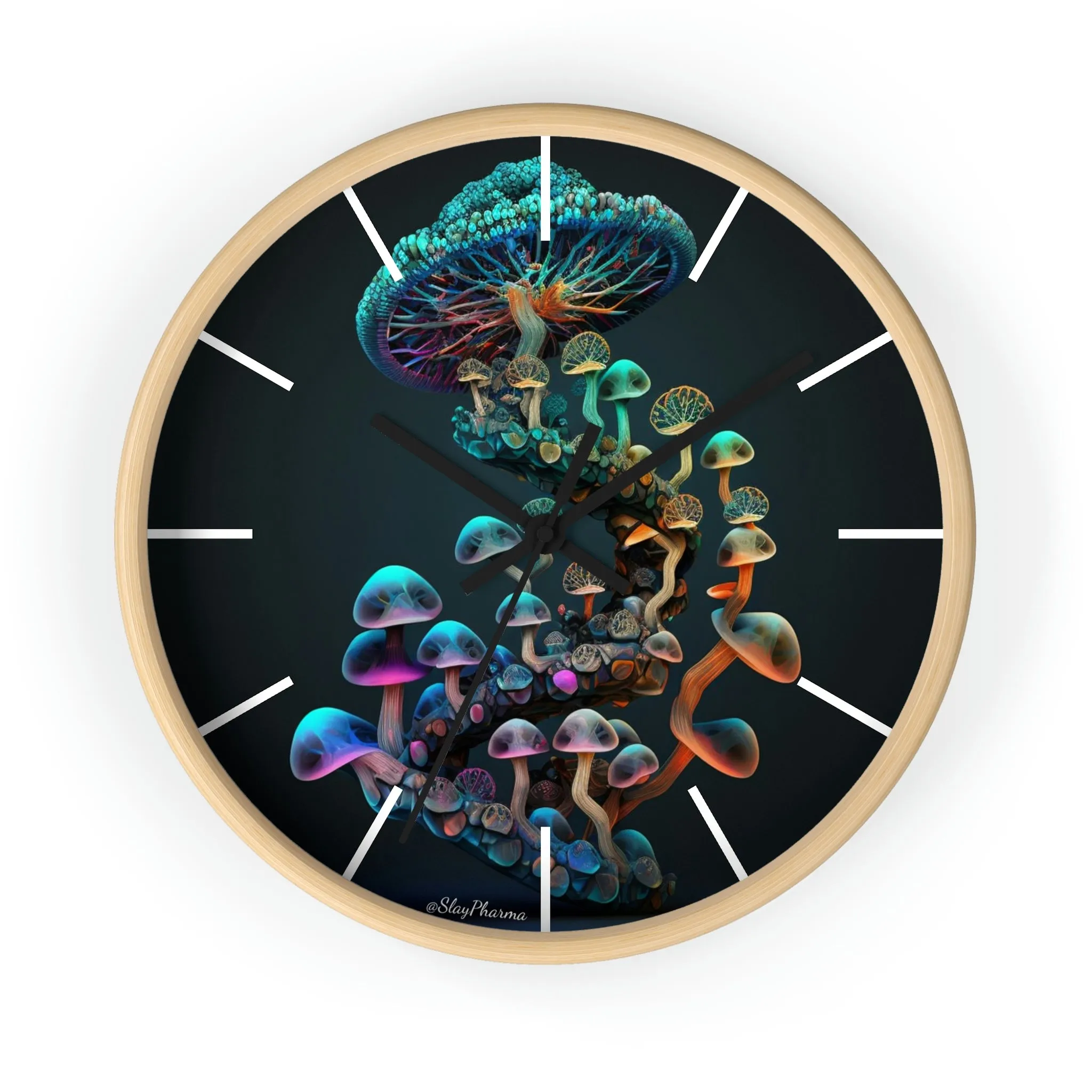 Infinite Mushroom DNA Wall Clock #3 w/ lines