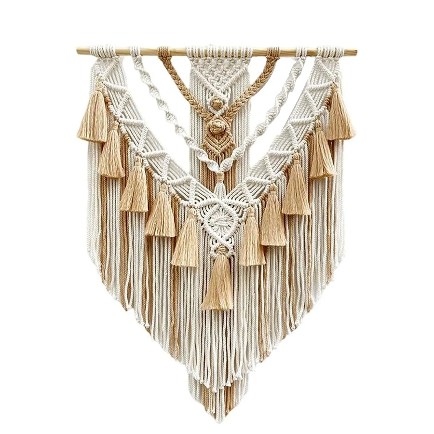 Kaahira Macrame Boho Home Wall Hanging Decor Tapestries | Handmade Bohemian Decor Art for Bedroom, Living Room, Office | Unique Gifting Item (Beige)