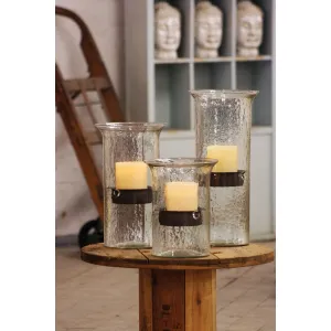 Kalalou - ORIGINAL GLASS CANDLE CYLINDER W RUSTIC INSERT - LARGE - CV410