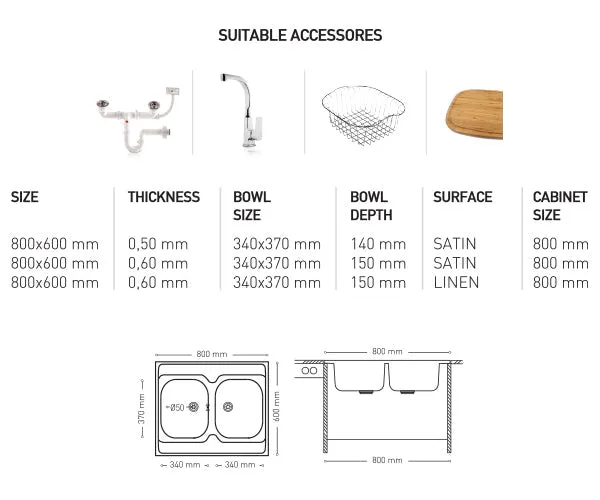 L010 LAY ON SERIES DOUBLE BOWLS KITCHEN SINK
