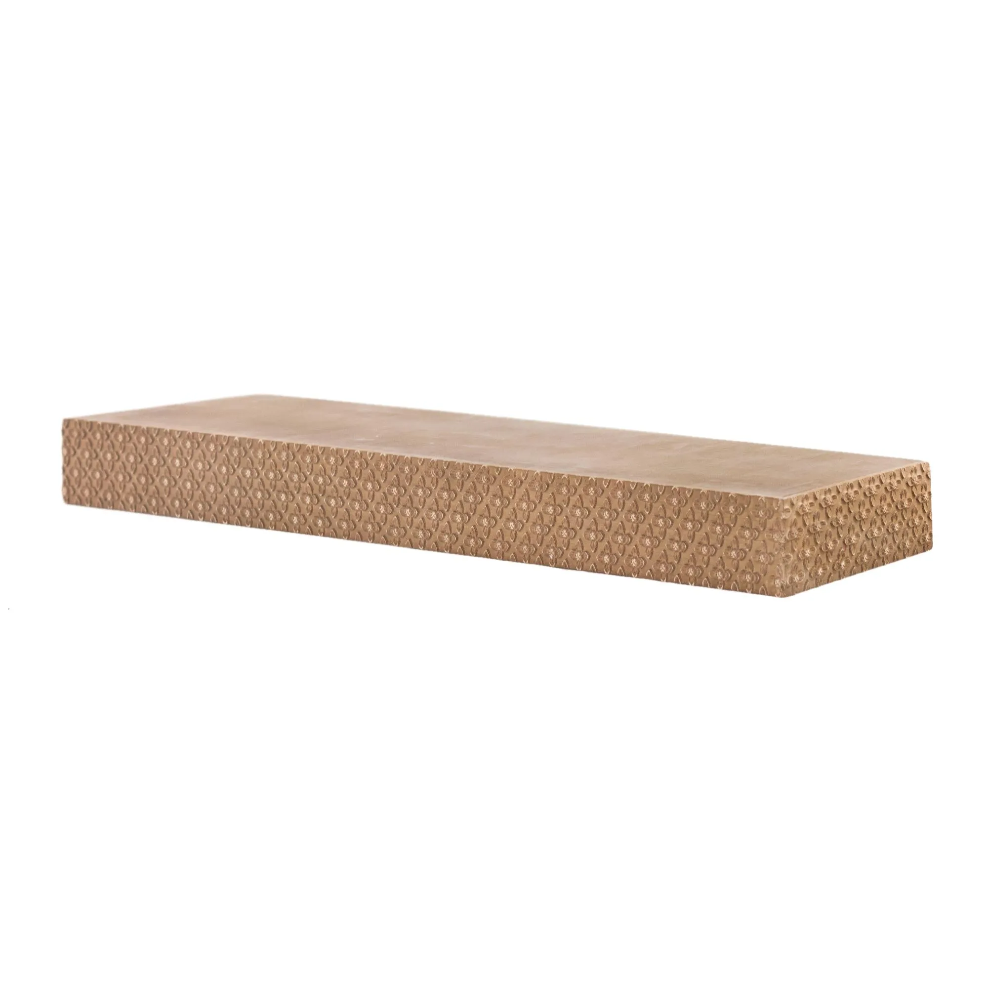 Large Rustic Embossed Wood Floating Wall Shelf - Natural
