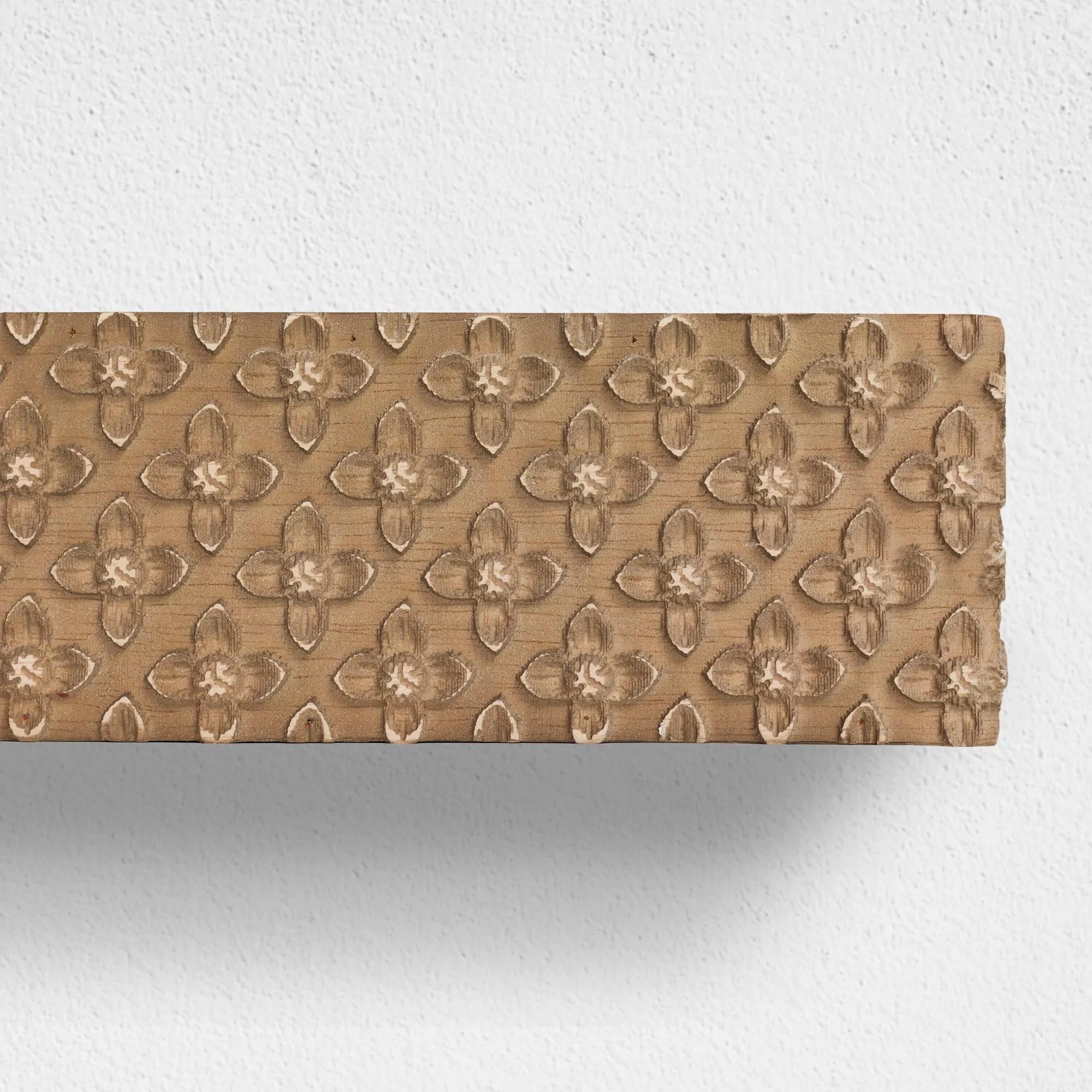 Large Rustic Embossed Wood Floating Wall Shelf - Natural