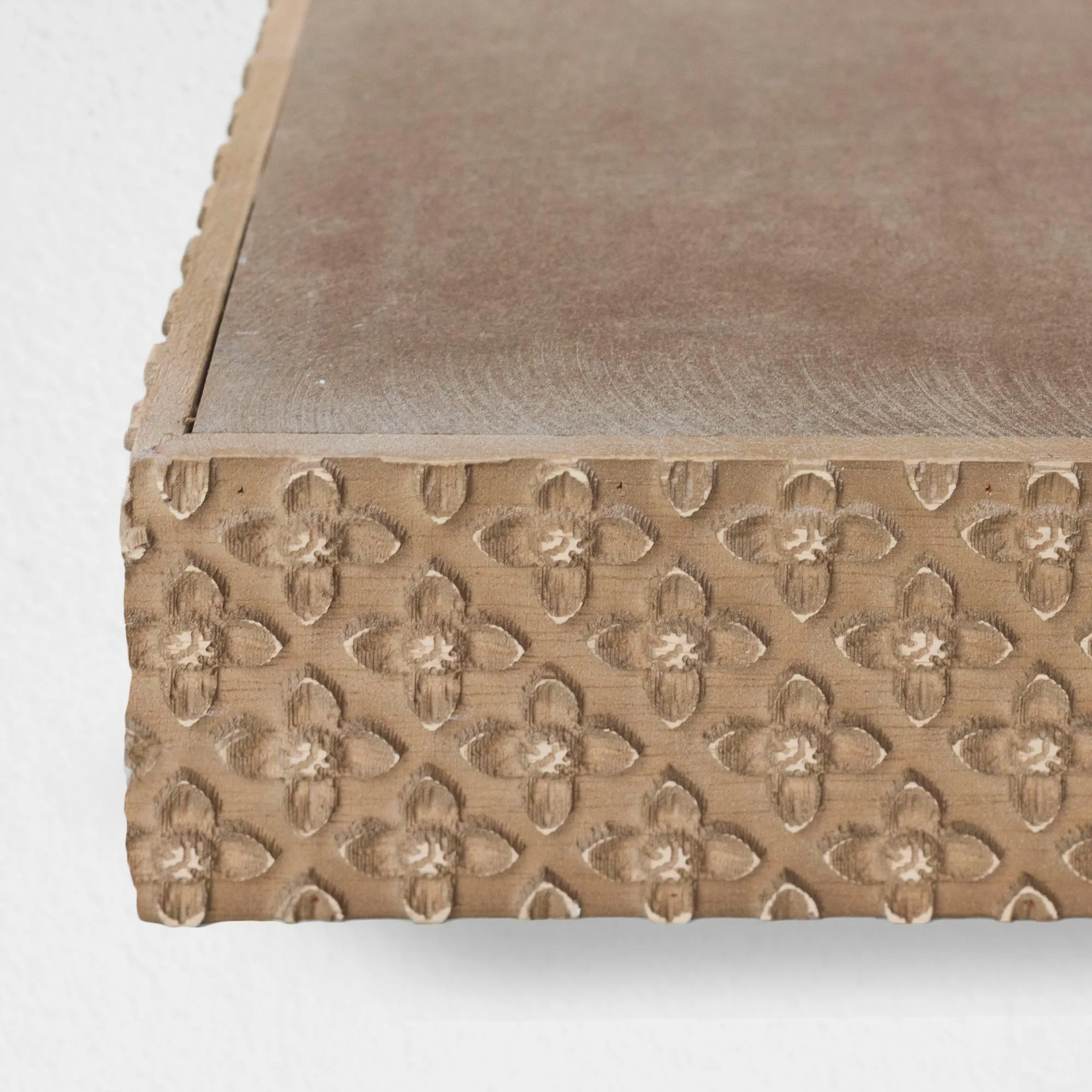 Large Rustic Embossed Wood Floating Wall Shelf - Natural