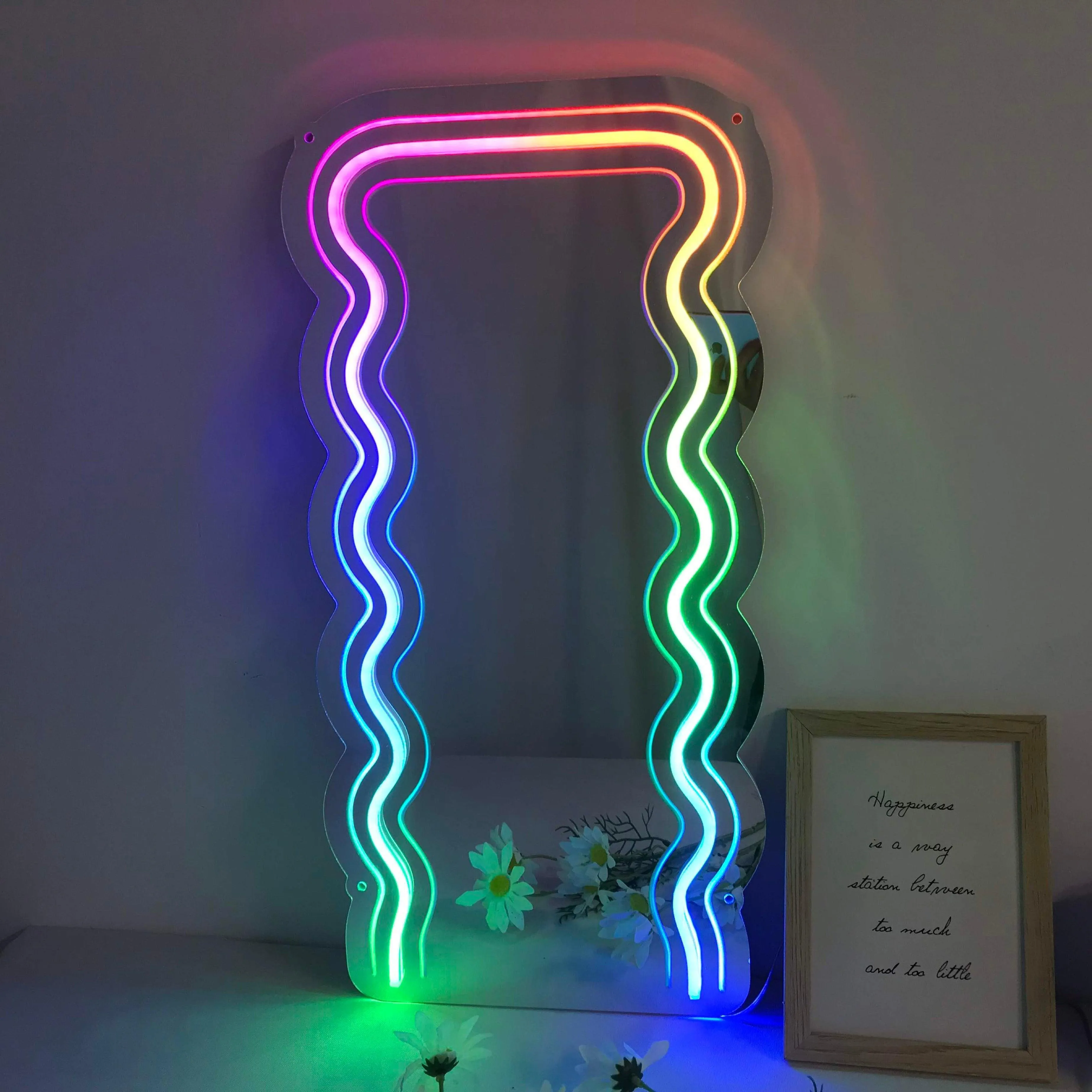 LED Bedroom Mirror with Neon Sign