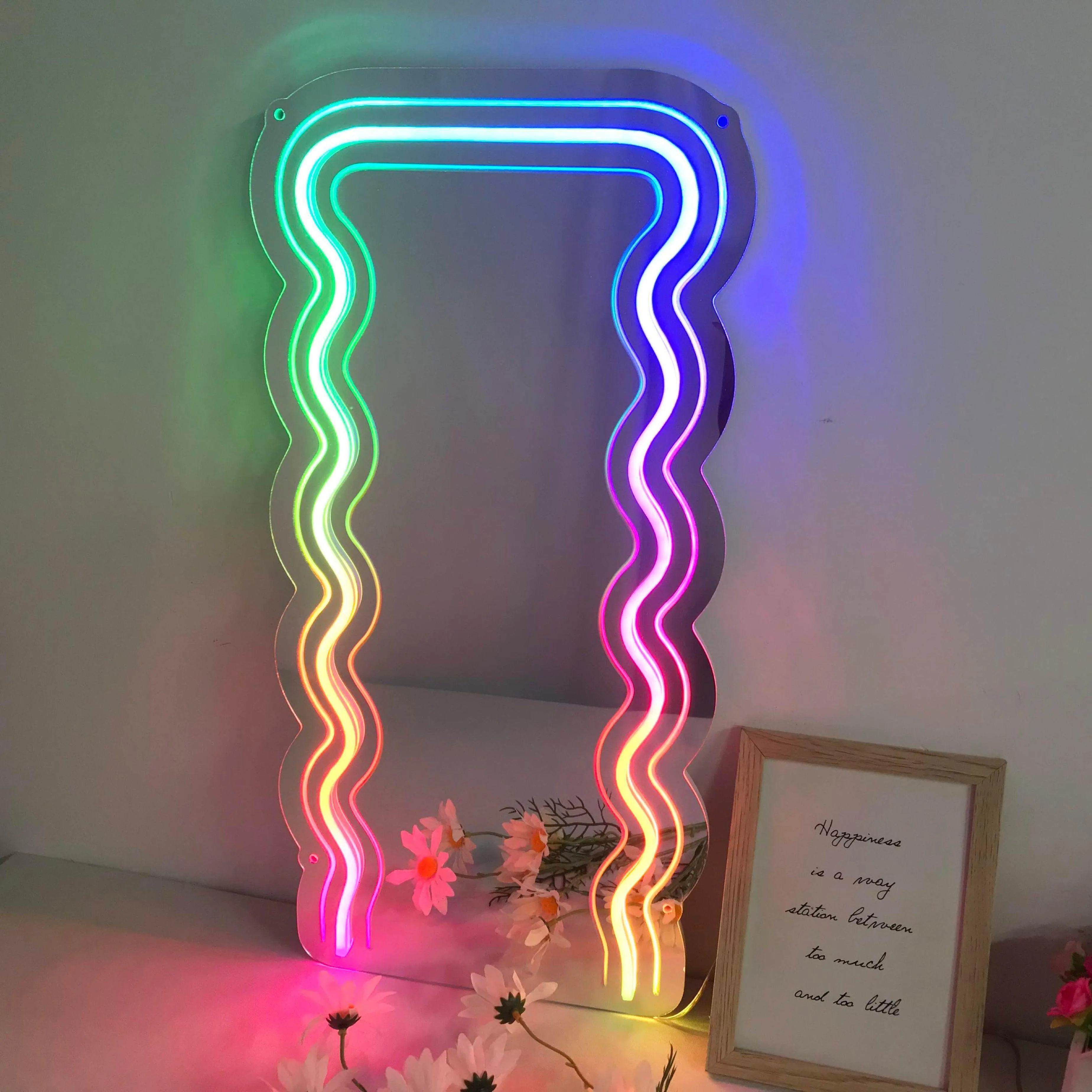 LED Bedroom Mirror with Neon Sign
