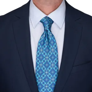 Light Blue Medieval Art Duchesse Silk Tie