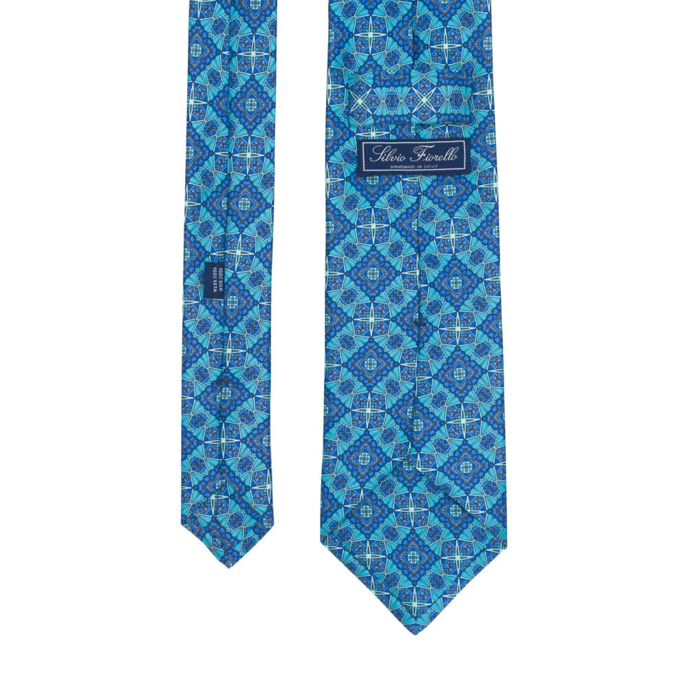 Light Blue Medieval Art Duchesse Silk Tie