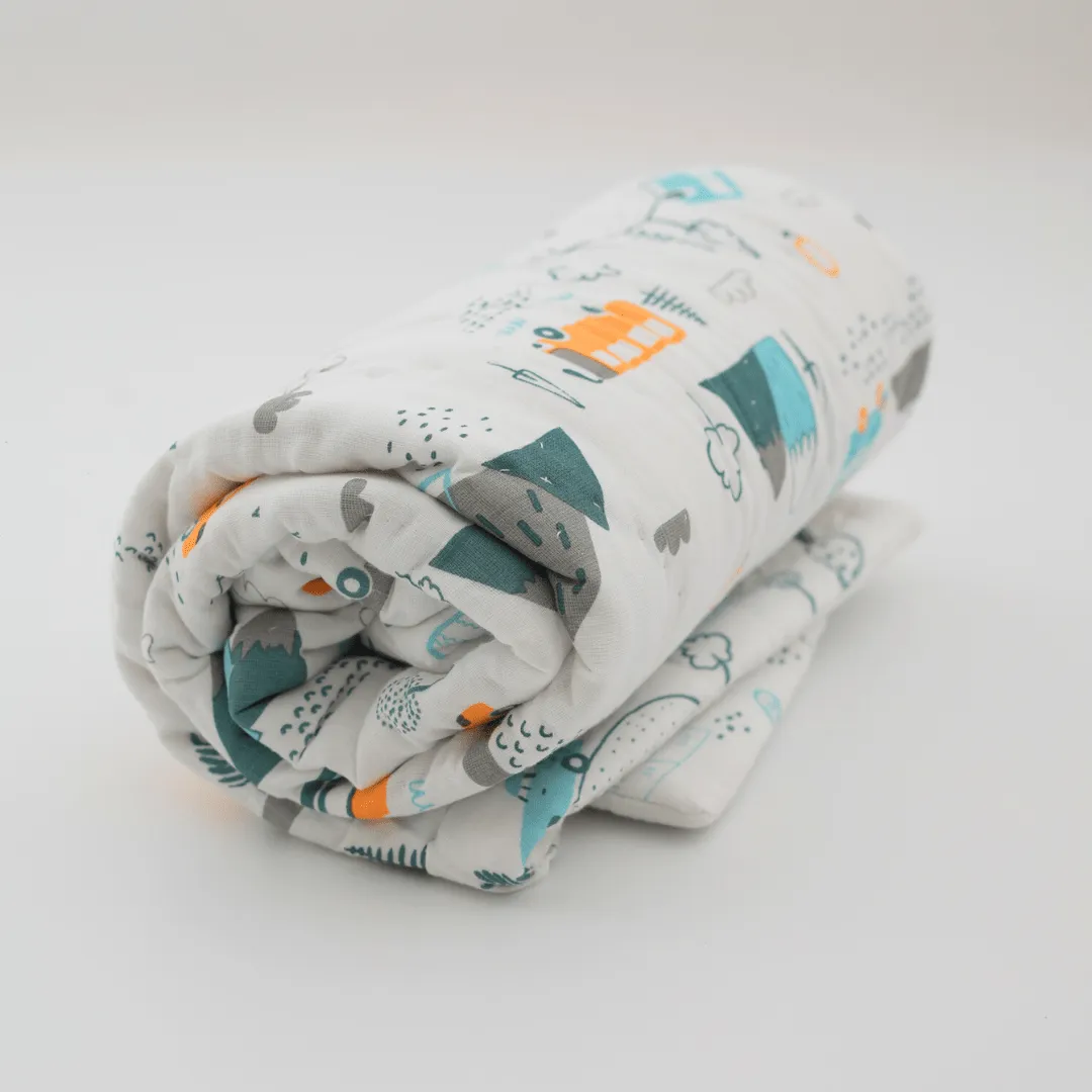 Little Camper Handcrafted Muslin Baby Quilt