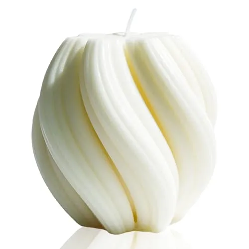 LPUSA Swirl Ball Candle，Scented Soy Wax Spiral Candle，Home Office Danish Pastel Trendy Room Floating Shelves Decor Large Candles,White