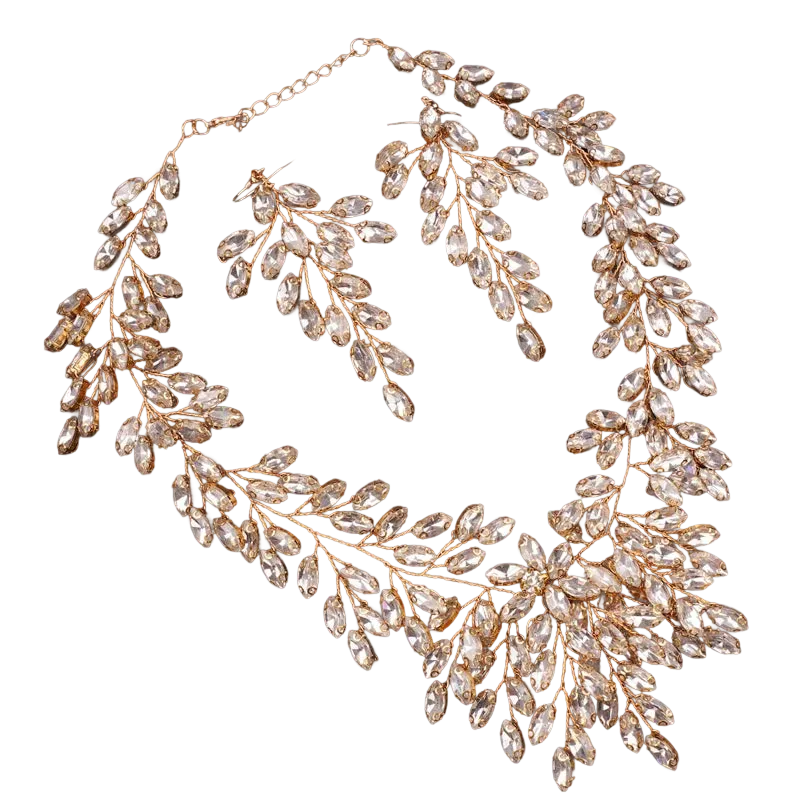 Luxurious Handcrafted Rhinestone Bridal Jewelry Set
