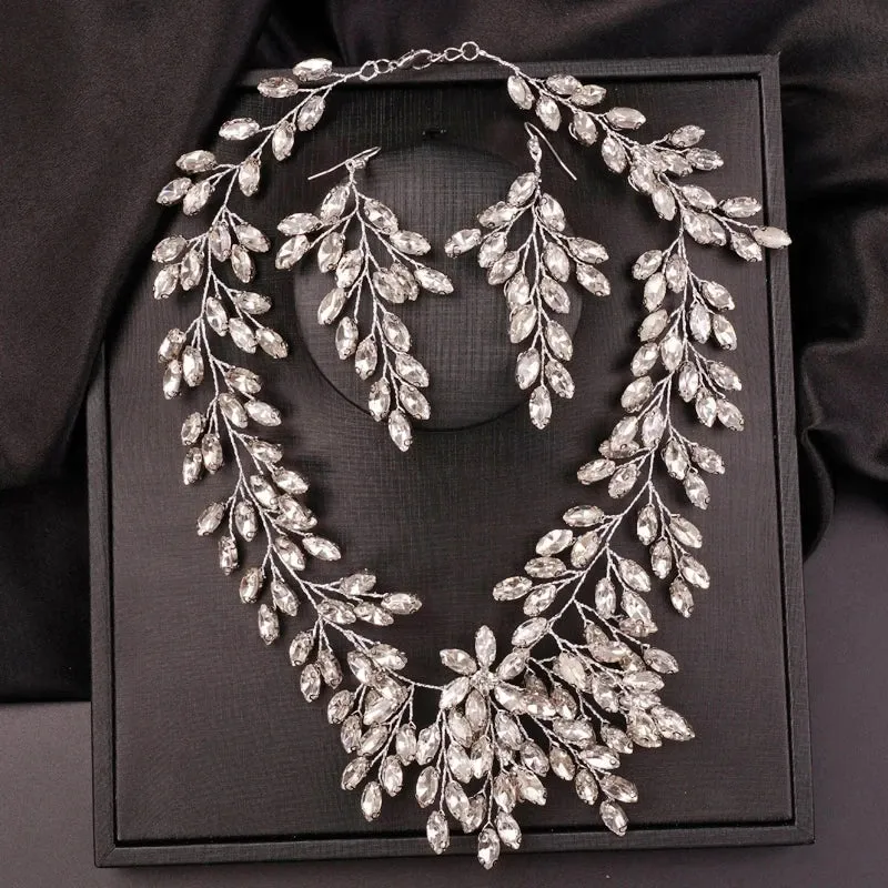 Luxurious Handcrafted Rhinestone Bridal Jewelry Set