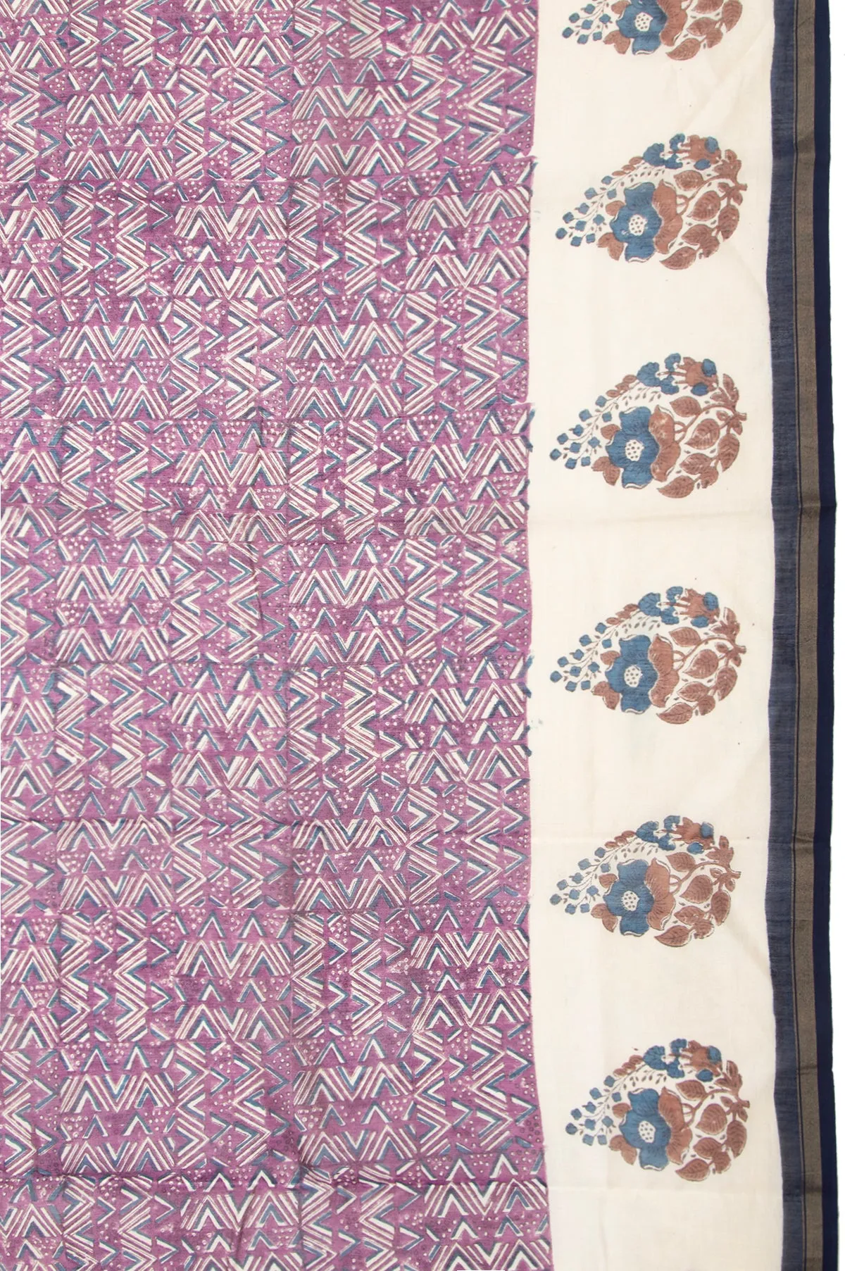 Magenta Chanderi Cotton Silk Saree with Kaddi Border