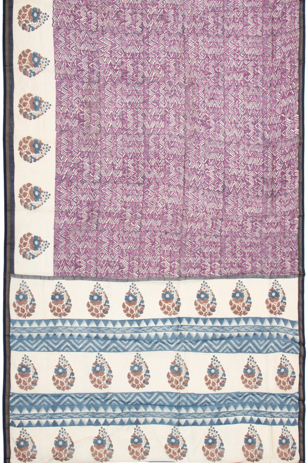Magenta Chanderi Cotton Silk Saree with Kaddi Border