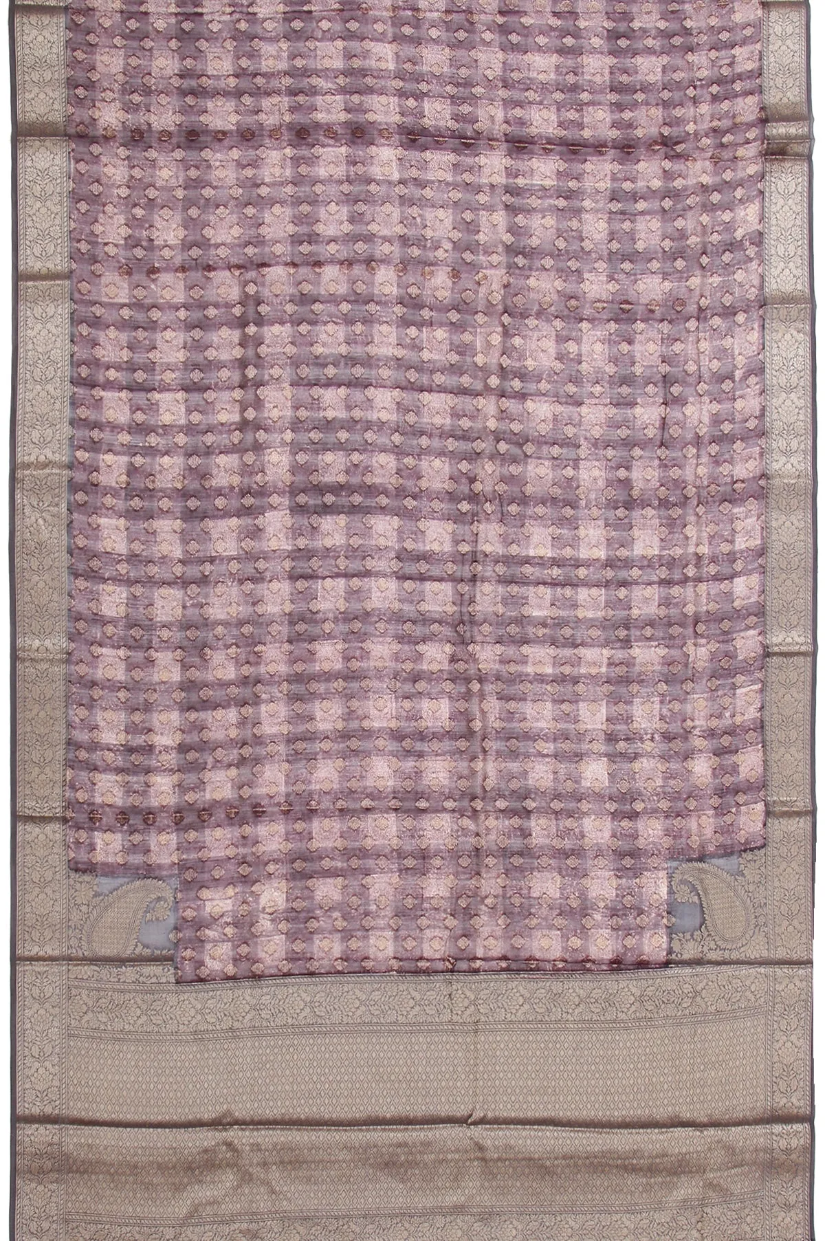 Magenta Chanderi Cotton Silk Saree with Magenta Striped Pallu
