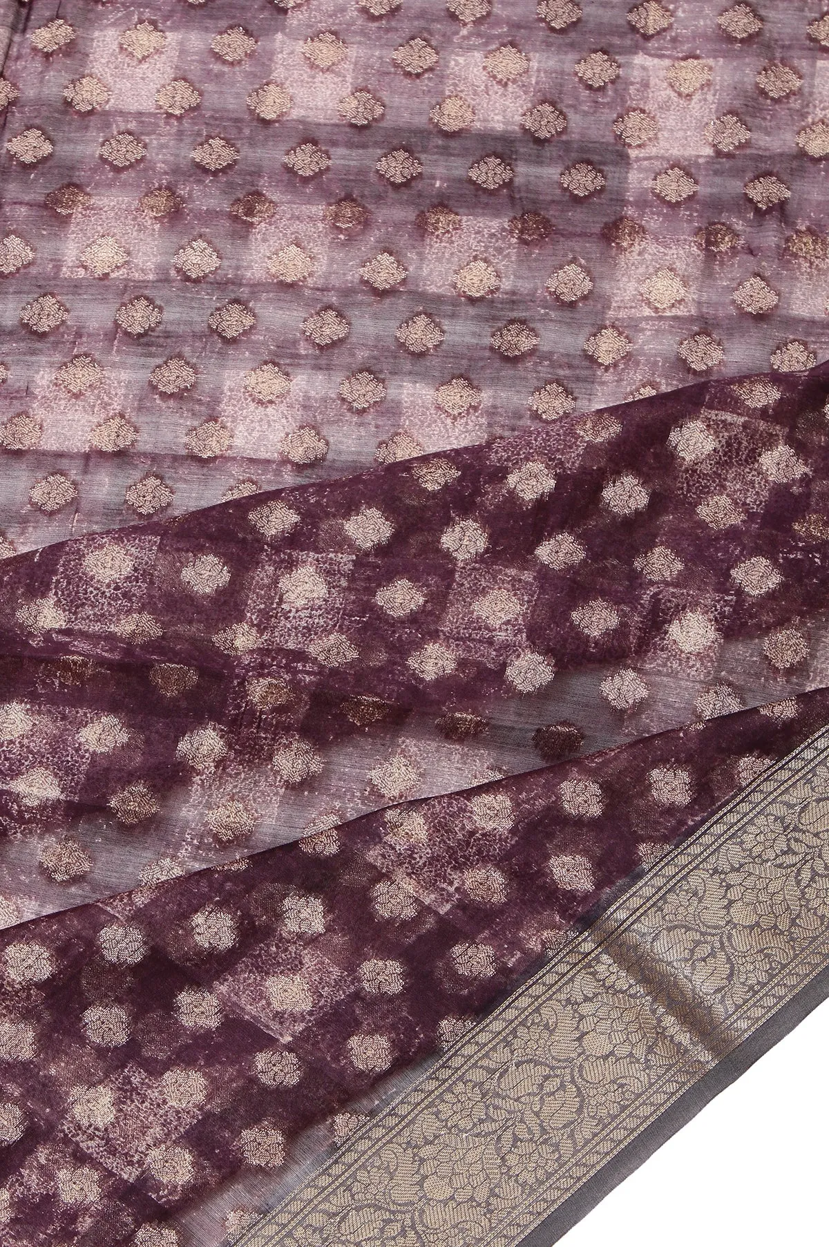 Magenta Chanderi Cotton Silk Saree with Magenta Striped Pallu
