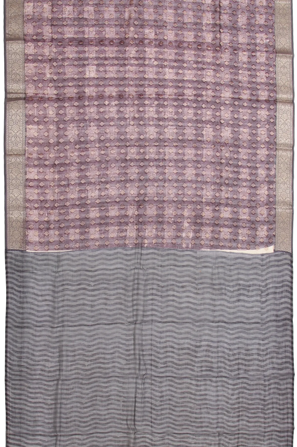 Magenta Chanderi Cotton Silk Saree with Magenta Striped Pallu