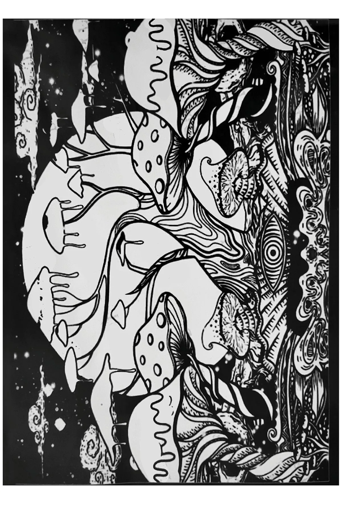 Magic Mushrooms Moon Tapestry