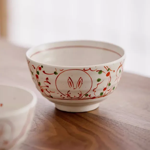 Mino Ware Fuka Rabbit Ceramic Bowl Set of Five