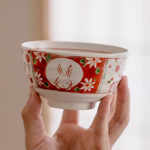 Mino Ware Fuka Rabbit Ceramic Bowl Set of Five