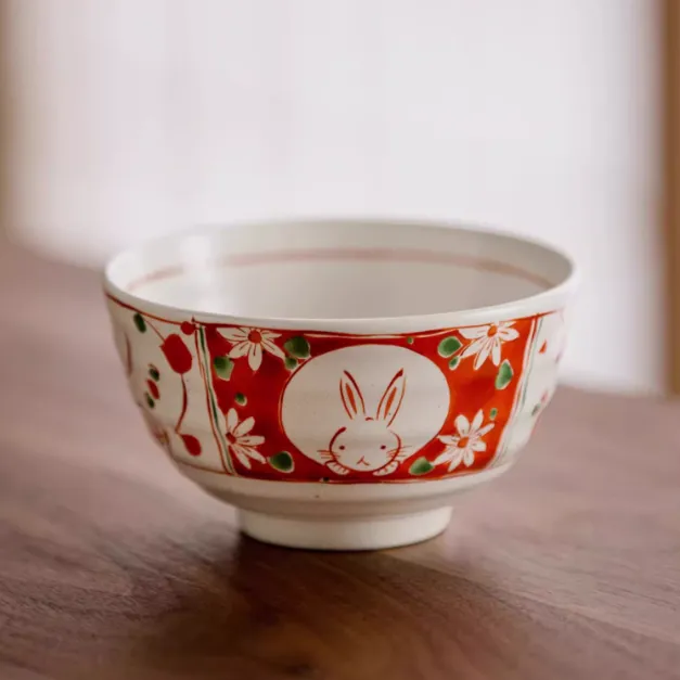 Mino Ware Fuka Rabbit Ceramic Bowl Set of Five