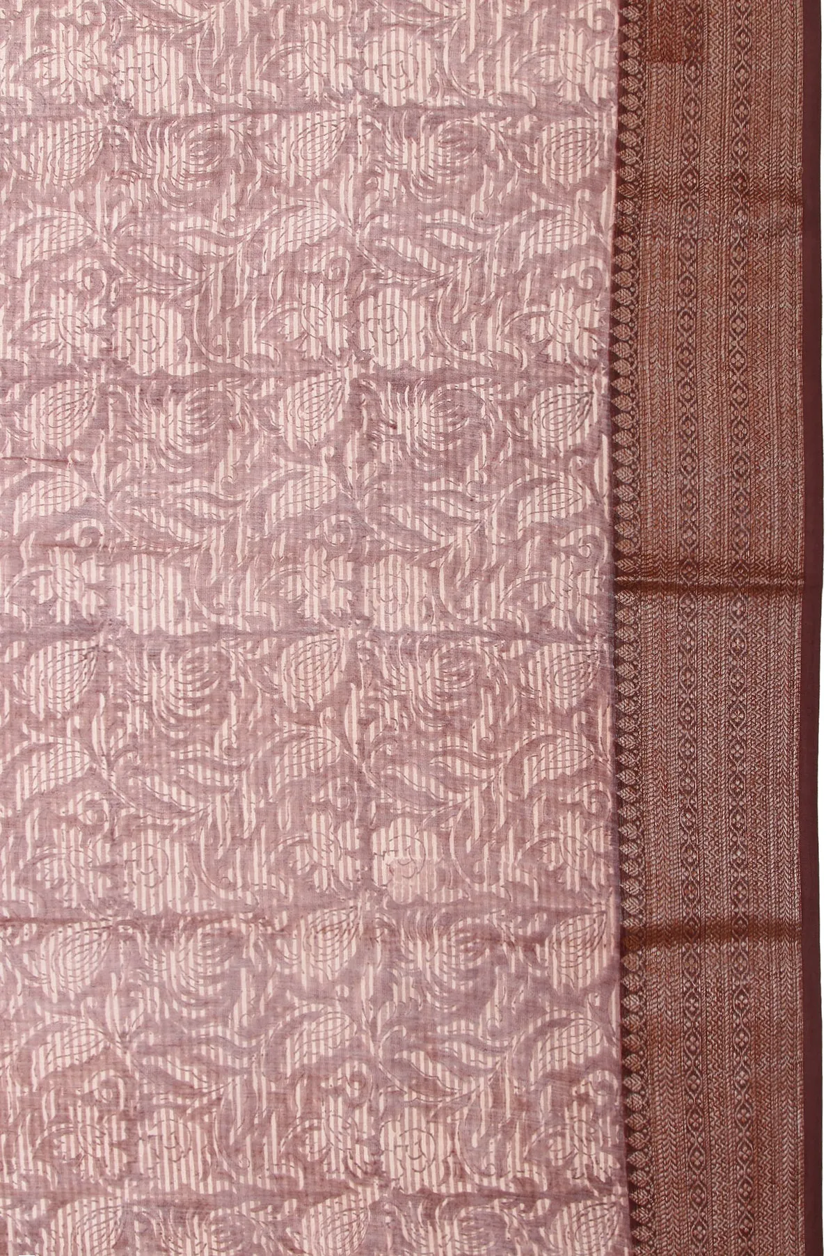 Multicolour Chanderi Cotton Silk Saree with Gold Zari Striped Border