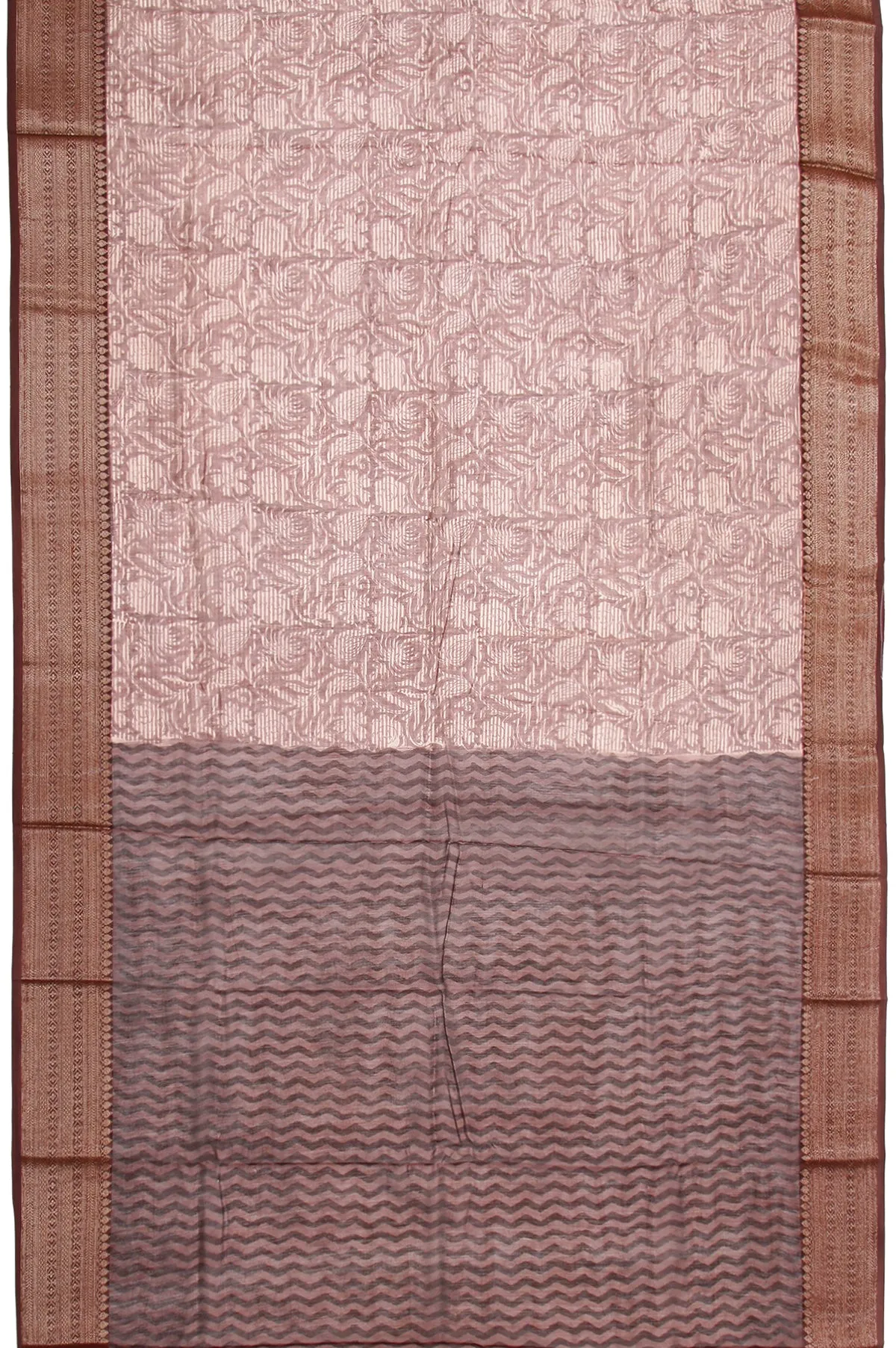 Multicolour Chanderi Cotton Silk Saree with Gold Zari Striped Border