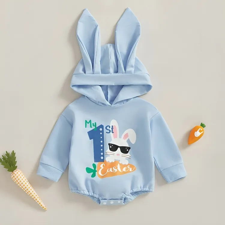 My First Easter Hooded Baby Boys Bodysuit