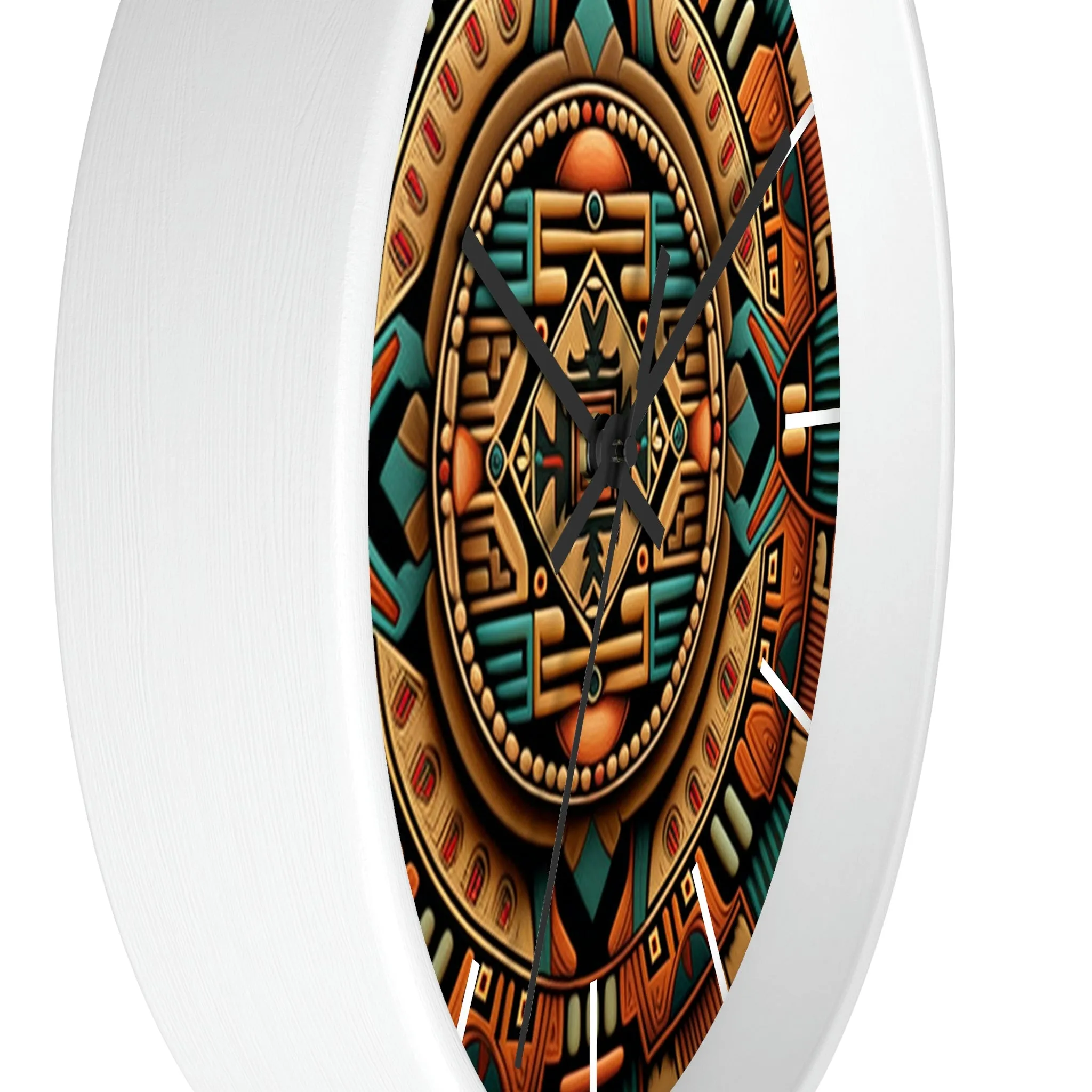 Native American pattern Wall Clock #2 w/ lines